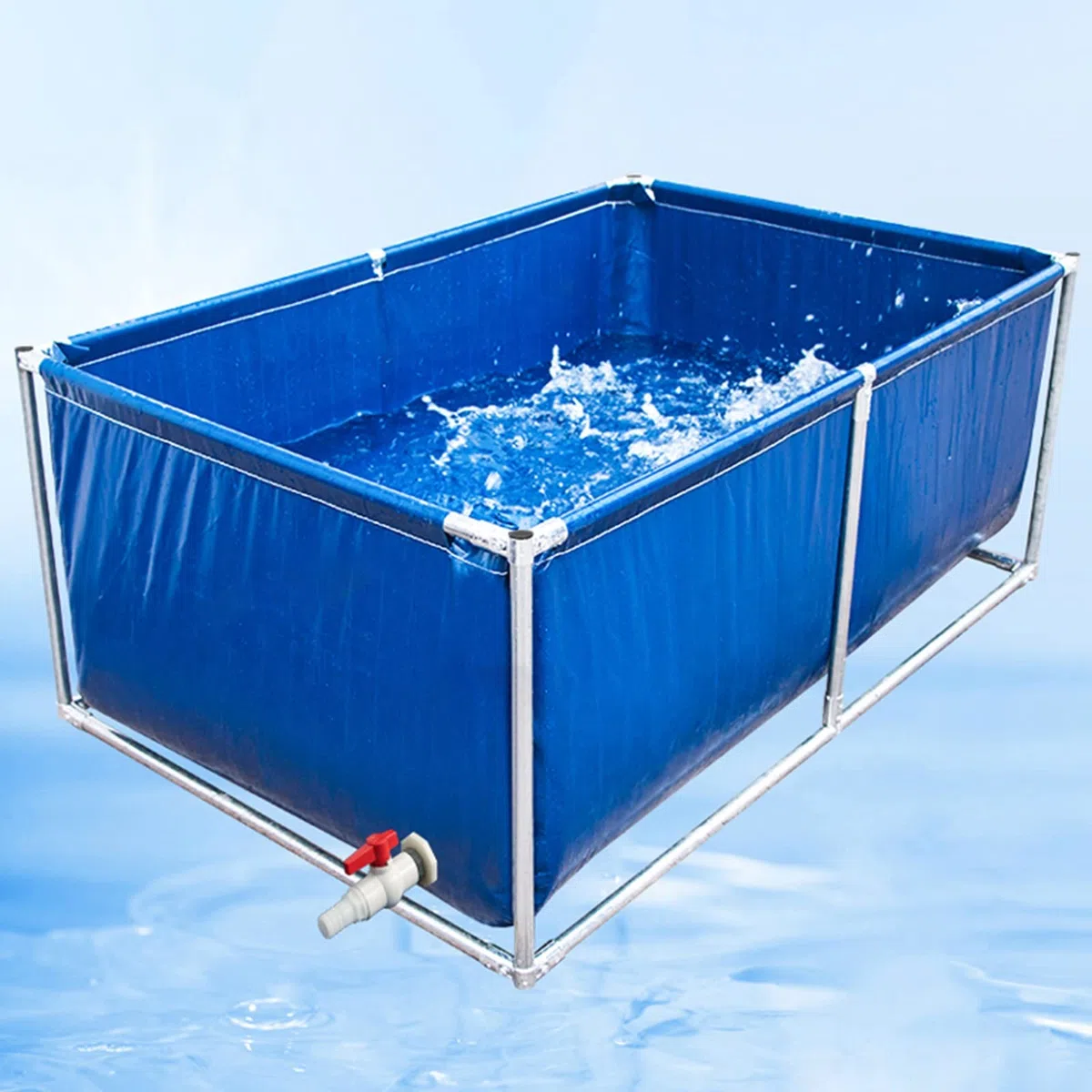 Piscina rettangolare fuori terra per divertimento all'aperto, design resistente con telaio in acciaio per cortile, giardino, terrazza o patio