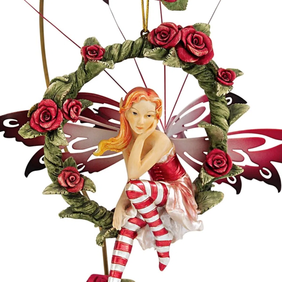 Design Toscano QS232882 Progetto Toscano Radiante Rosa Penzoloni Fata Scultura con Stand, Multicolore