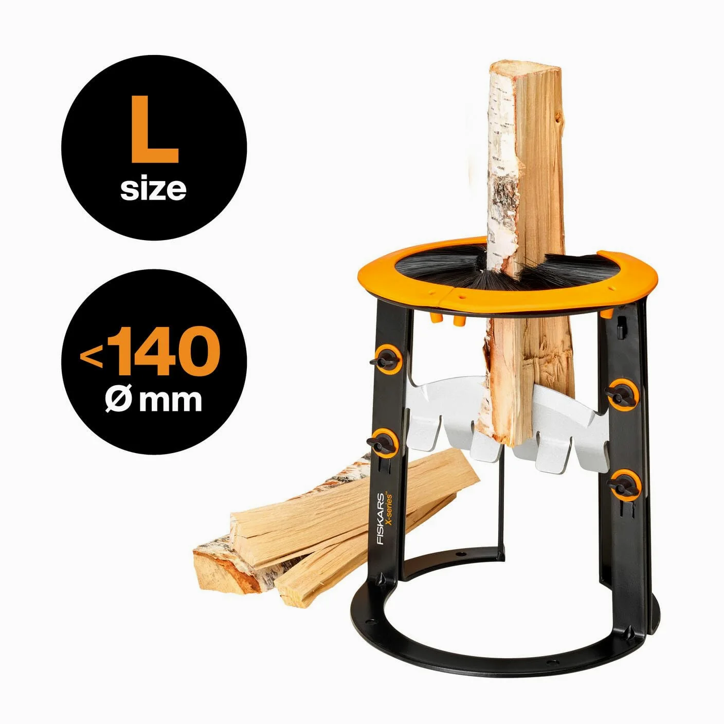 Fiskars Serie X Spaccalegna L per Legna da Ardere, Spaccalegna Manuale e Sicuro per Ceppi Fino a Ø 12 cm, Borsa Inclusa, Nero/Arancione, 1079156
