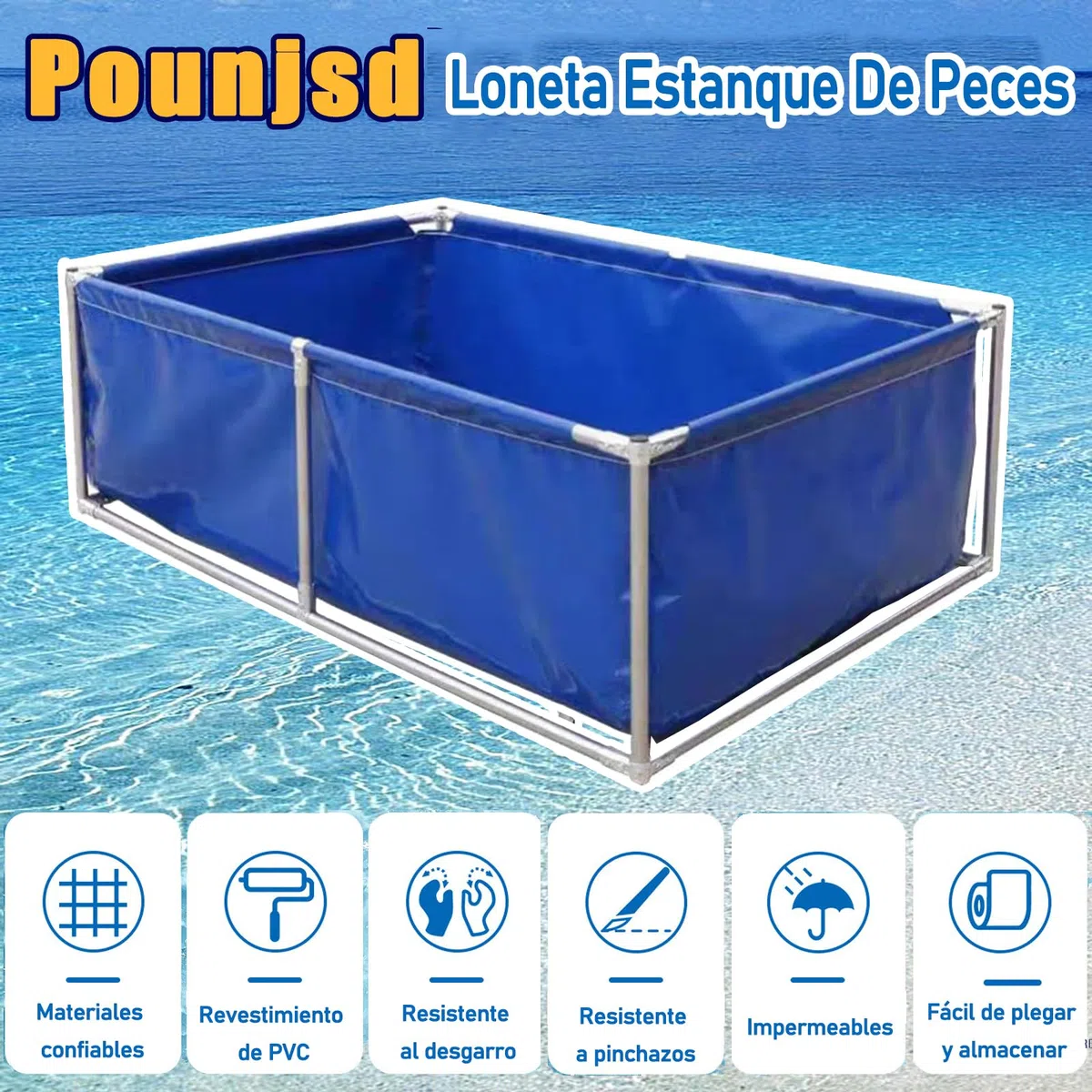 Stagno pieghevole per acqua Sto, serbatoio Koi Bing, stagno di pesce pesante con supporto, piscina fuori terra, fodera per stagno di pesci in tela