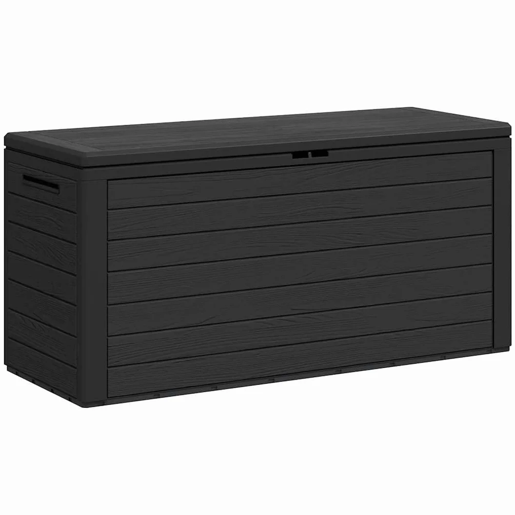 Générique Scatola portaoggetti da giardino, 116 x 44 x 55 cm, in polipropilene antracite, grande spazio per cuscini, coperte, giocattoli, ideale per esterni e terrazze, design