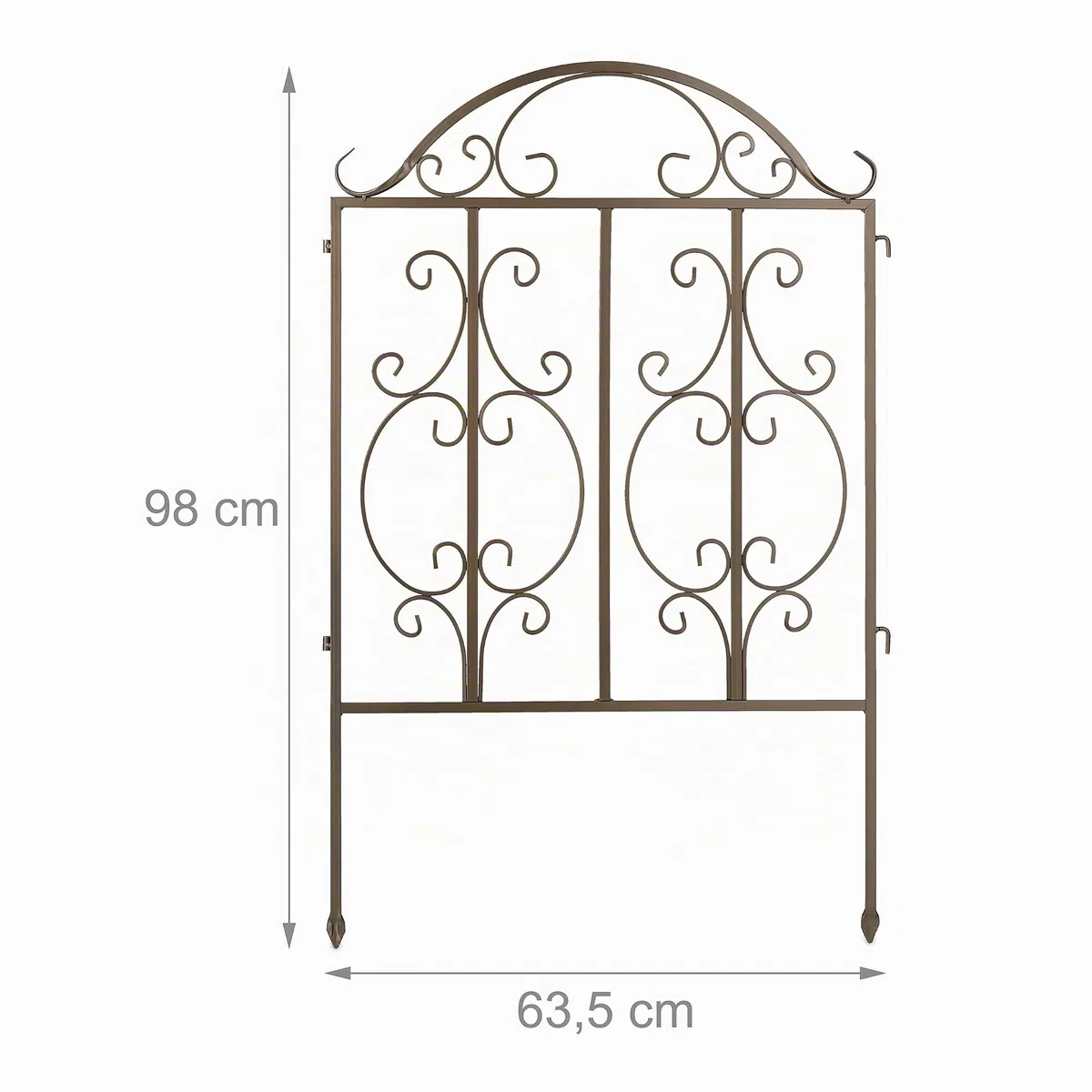 Relaxdays Recinzione da Giardino, in Acciaio, 3 Elementi, Espandibile, Decorativo, Design retrò, HxL 98x63,5 cm, Bronzo