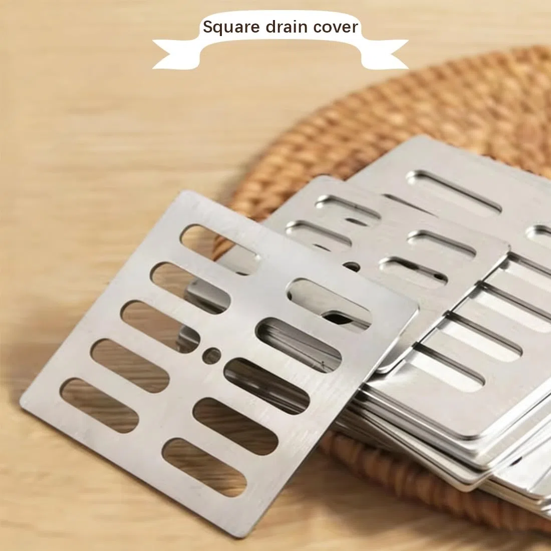 Coperchio per Scarico a Pavimento in Acciaio Inossidabile 304, Quadrato, per Bagno; Scarico a Pavimento Anti-Odore e Anti-intasamento per Doccia, Adatto per Bagno, Giardino e terrazza(14 cm)
