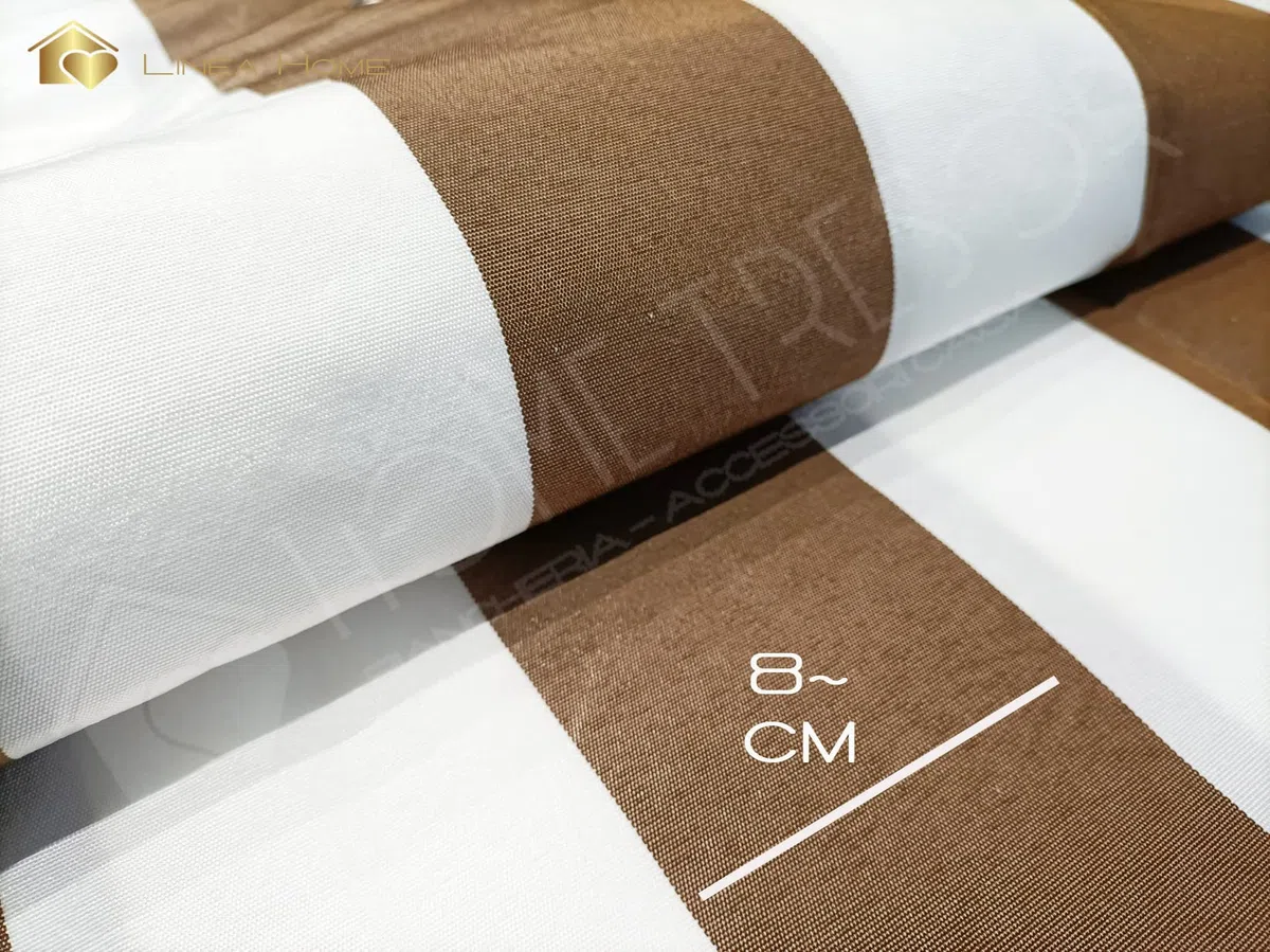 Home Tresor - Tenda da Sole con Occhielli e Ganci per Balconi, Gazebo, Giardino | Tenda da Sole a Caduta Idrorepellente e Anti UV | Fantasia Rigata Marrone Bianco | Misura cm. (200 x 300)