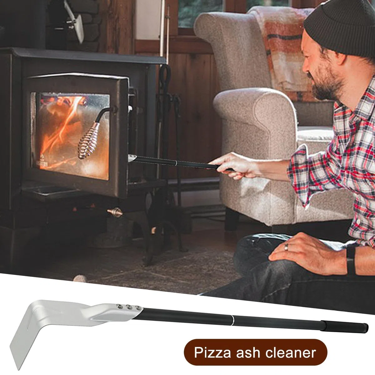 Rastrello Cenere per Griglia - per Forno per Pizza con rastrello di carbone - Strumento per ceneri di carbone per Barbecue, per Forno per Pizza e Parrill