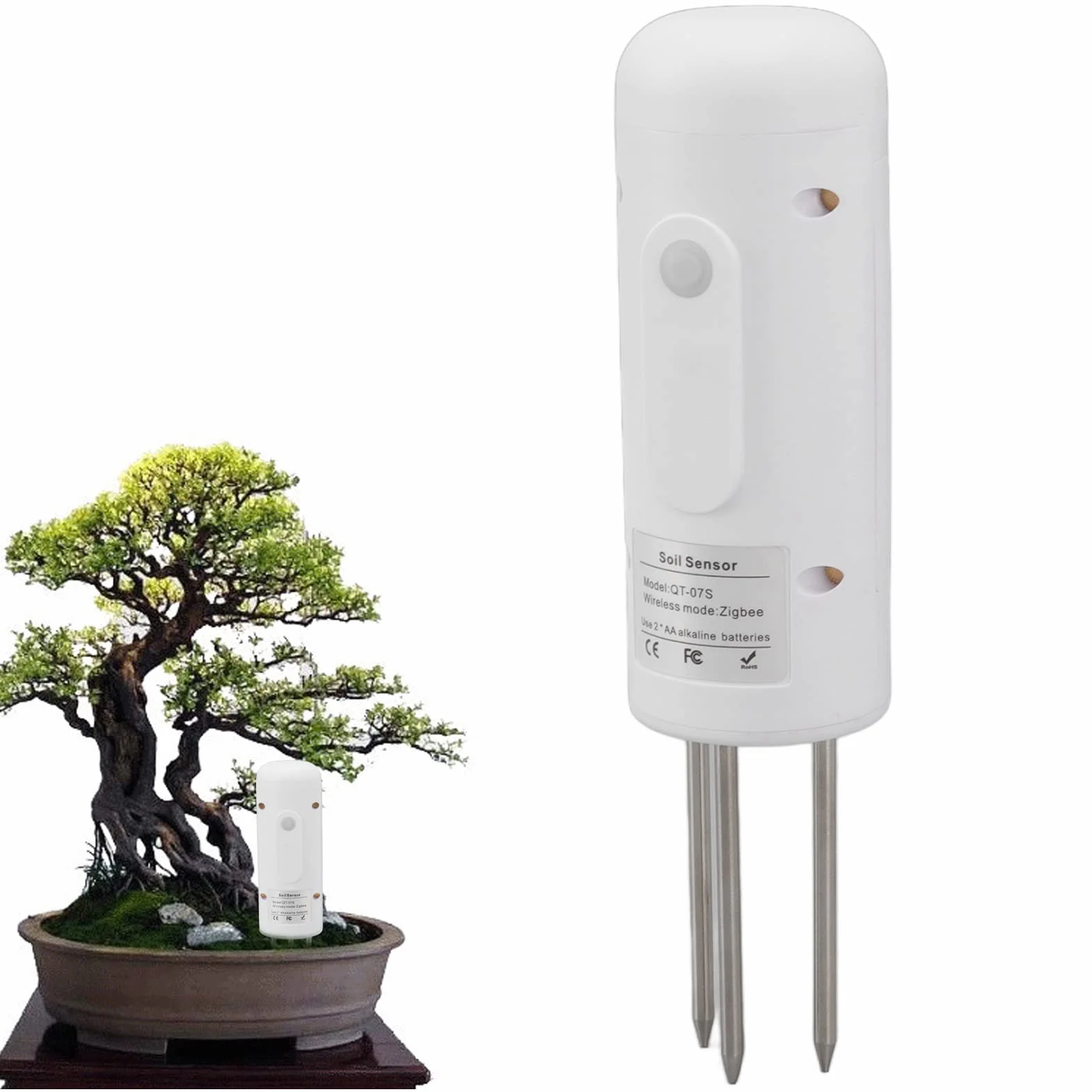 Strumento di Misurazione della Temperatura e Dell'umidità del Sensore del Suolo Wireless con Istruzioni Compatibili con i Monitor del Suolo delle Piante in Vaso da Giardinaggio Zigbee