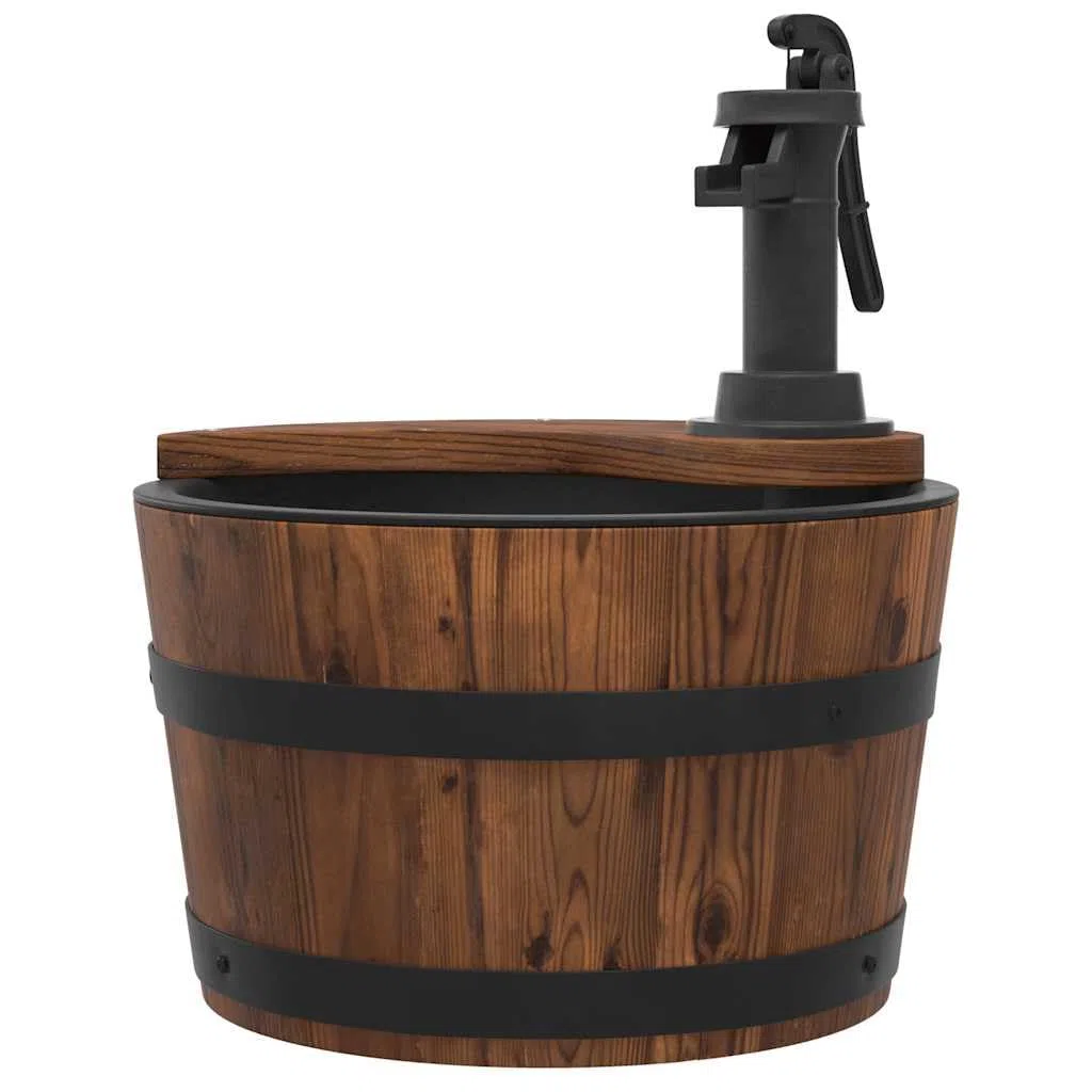 Fontana da giardino con pompa, in legno di abete massiccio, 28 x 28 x 34,5 cm, rivestimento in polipropilene, gioco d'acqua per terrazza, giardino e balcone, cascata decorativa per relax e