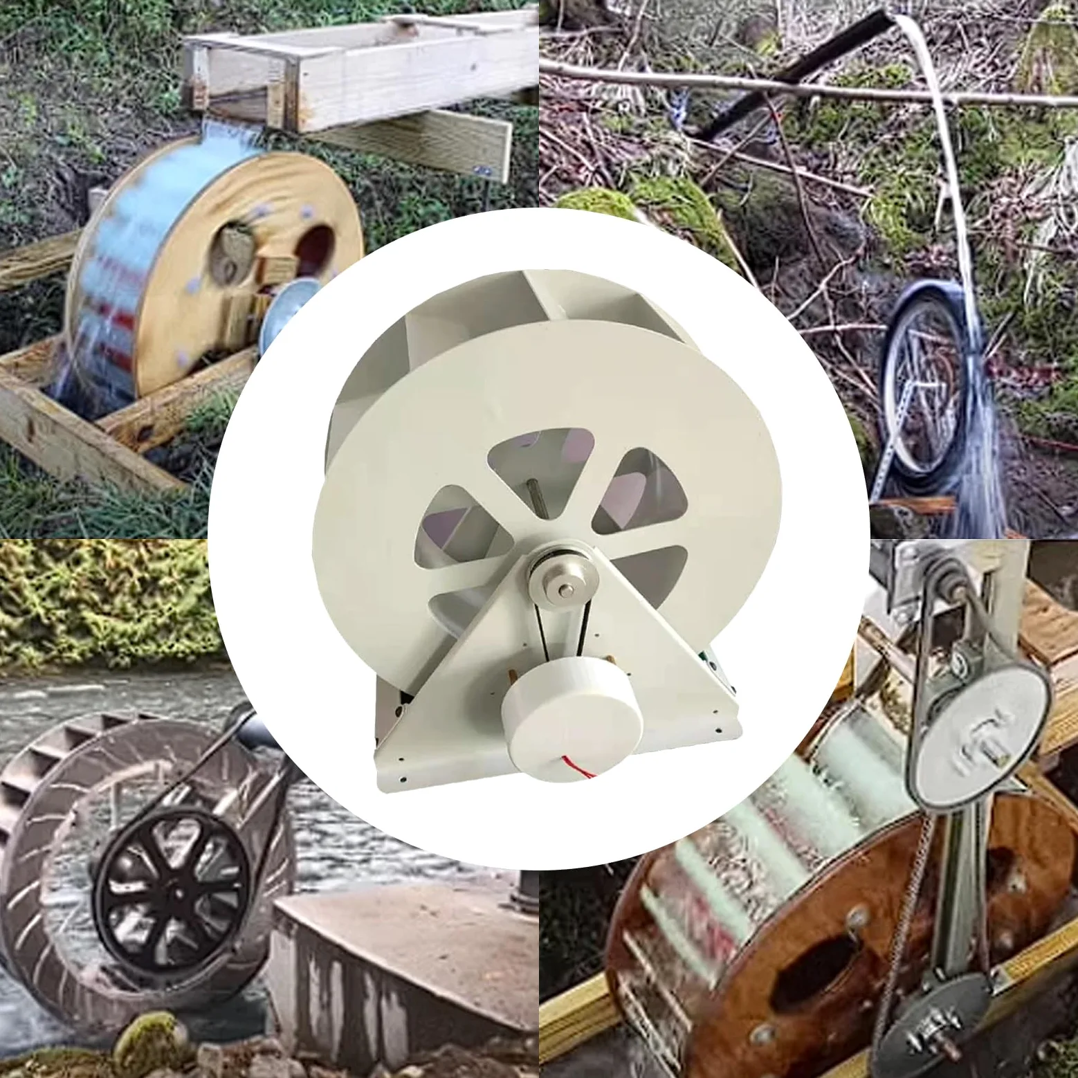 Generatore idroelettrico, ruota idraulica in acciaio per esterni, per stagni, torrenti, fiumi, canali, attrezzatura idroelettrica da 100 W