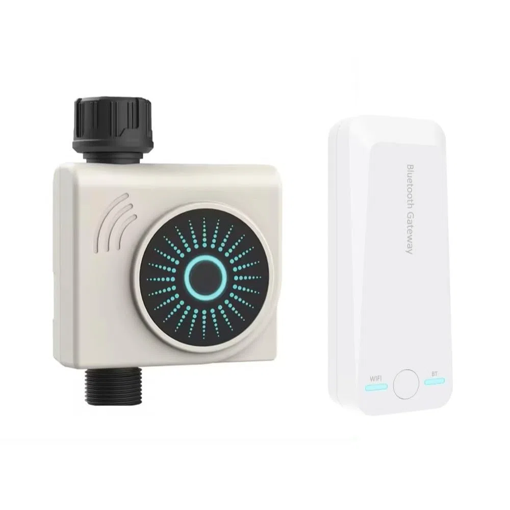 Timer di irrigazione intelligente WiFi e Bluetooth con Gateway, 1 zona, programmatore automatico per rubinetto, controllo app, compatibile Alexa e Google, Rain Delay.