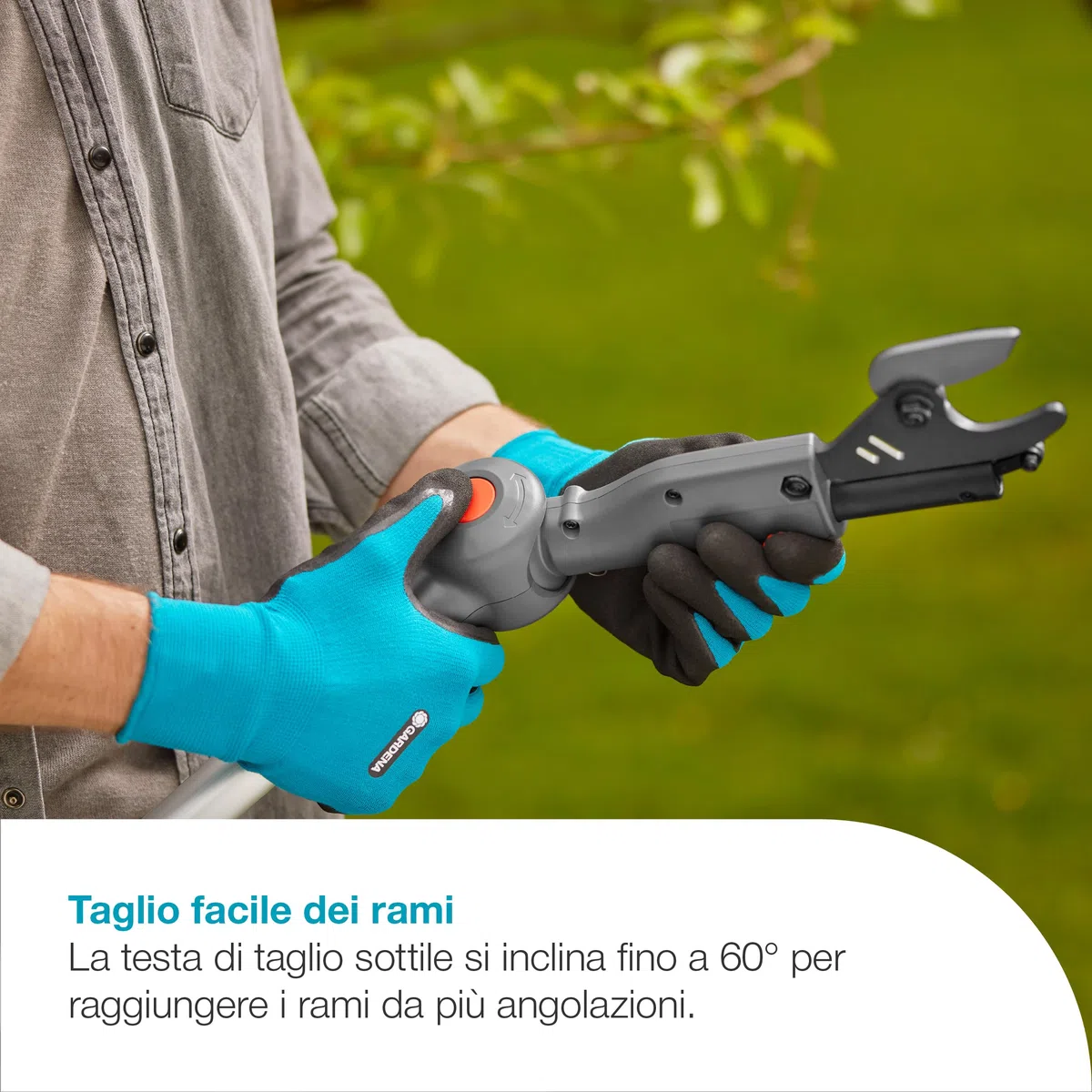 Gardena Troncarami Telescopico A Batteria HighCut 360/18V P4A Solo: Fino a 5 m, Testa inclinabile, Ergonomico, Display a LED, Senza Fili (14776-55)