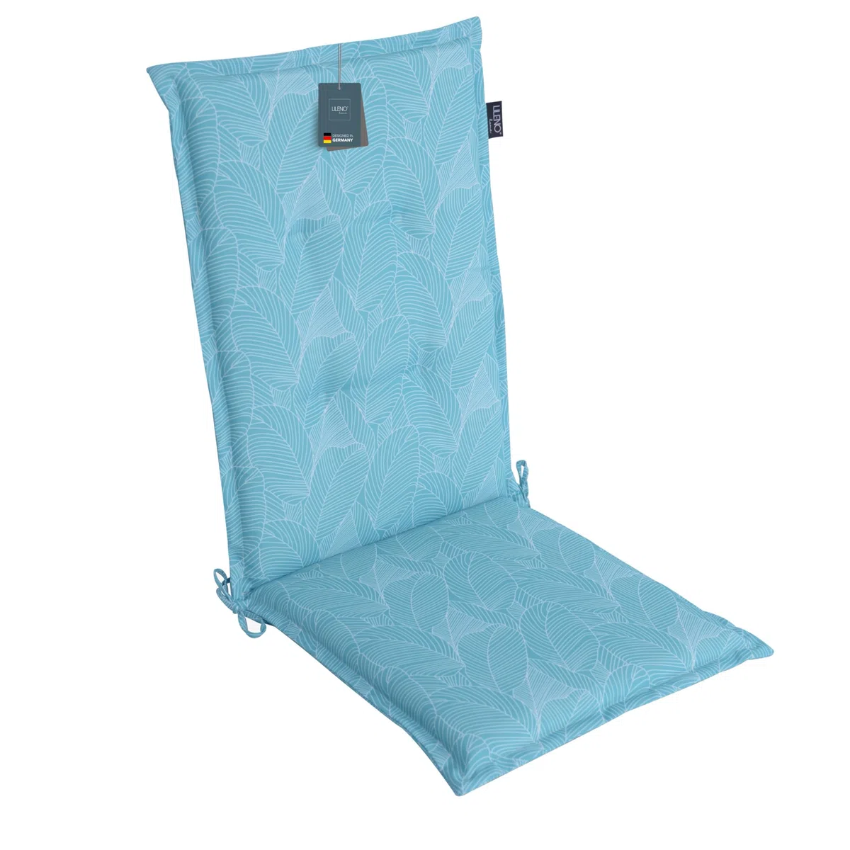 LILENO HOME Cuscini per sedia da giardino [set da 1 – sedia con schienale alto] in foglie Aqua – comodi cuscini per sedie da giardino – cuscini per sedie da giardino e sedie pieghevoli