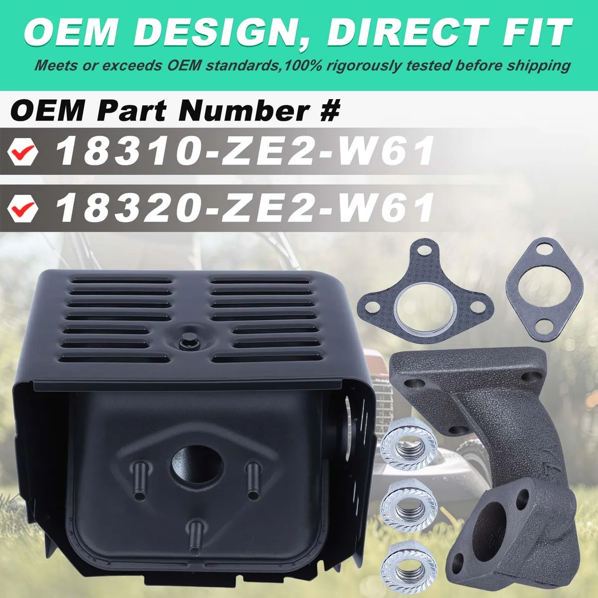 Marmitta Scarico per Honda GX390 GX340 13HP 11HP Motore, ADEFOL Scarico con Tubo + Guarnizione Ricambi per Motori a 4 Tempi Valvole di Scarico Accessori Marmitta Silenziatore