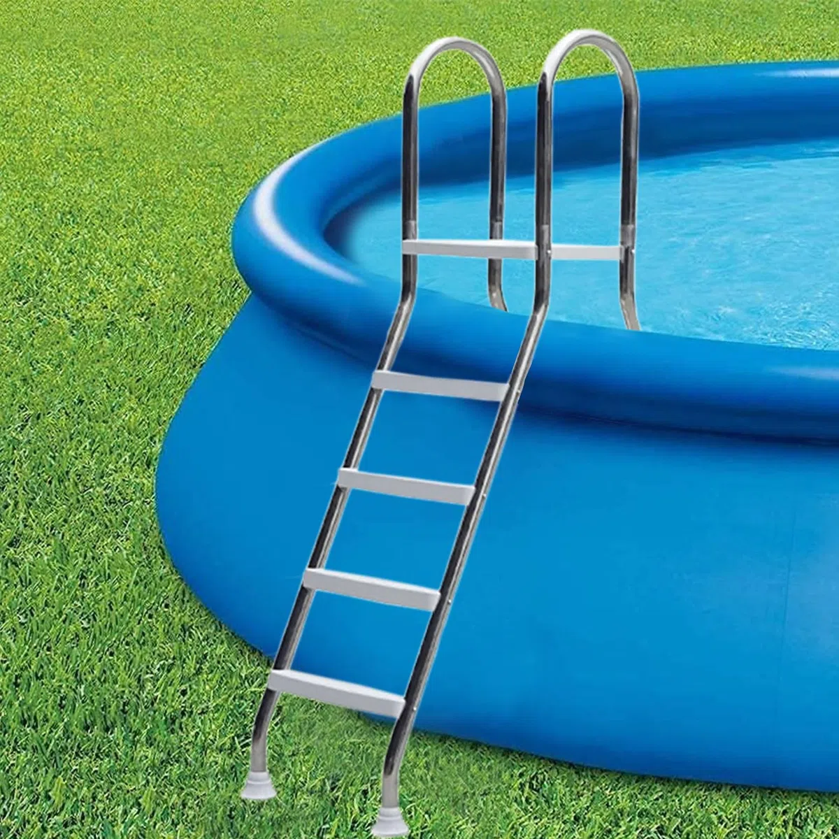 BOTOWI Scala per Piscina da 52 "304 Ingresso Piscina con Struttura in Acciaio Inossidabile Scala a 4 gradini con gradini Antiscivolo sicuri per Piscine Esterne Fuori Terra, carico 500 libbre