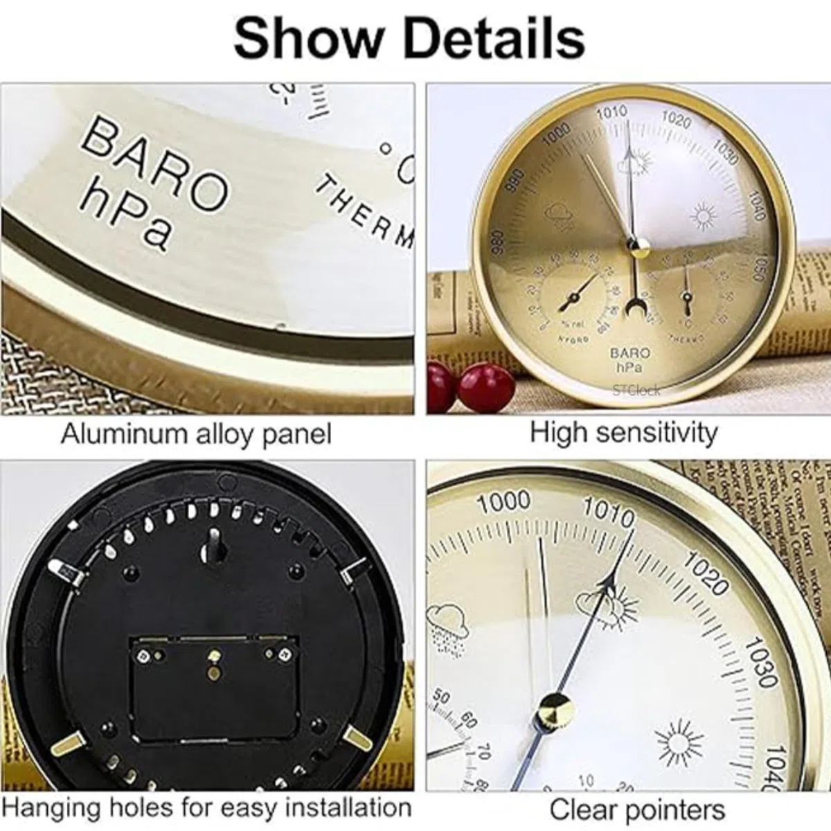 Stazione Meteo Analogica Da Parete, 3 In 1 Analogico Barometro Igrometro Termometro Per Interni E Esterno, 5.2" Stazione Meteorologica Analogica In Lega Di Alluminio Per Giardino, Camera Da Letto