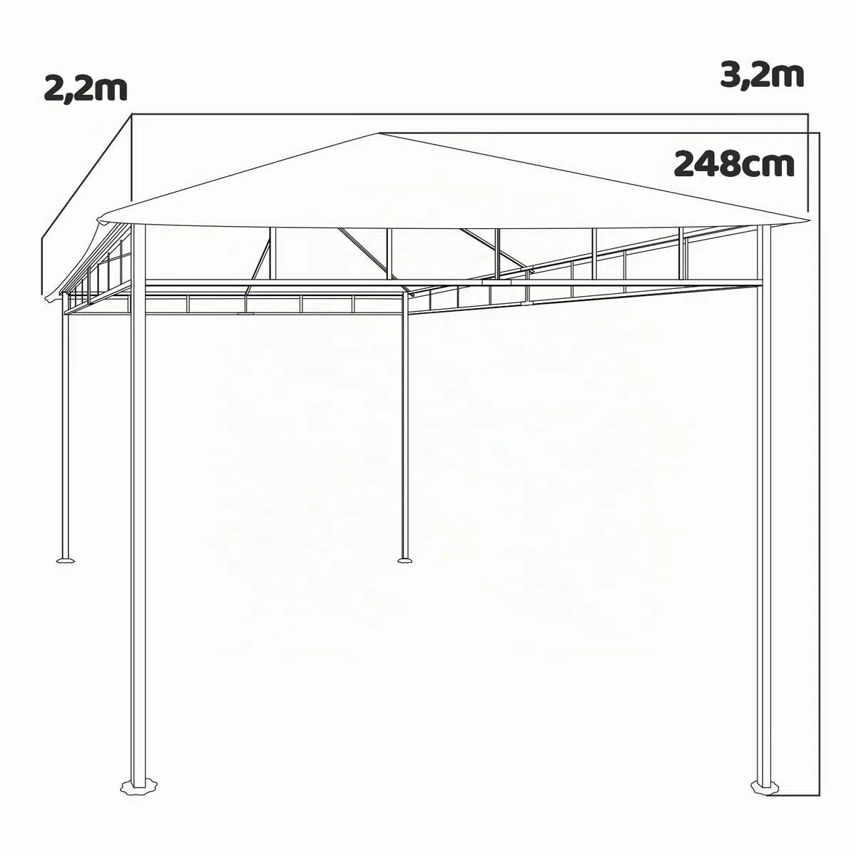 Gazebo 3x2 M per esterni in ferro battuto elegante gazebo da giardino colore ecrù