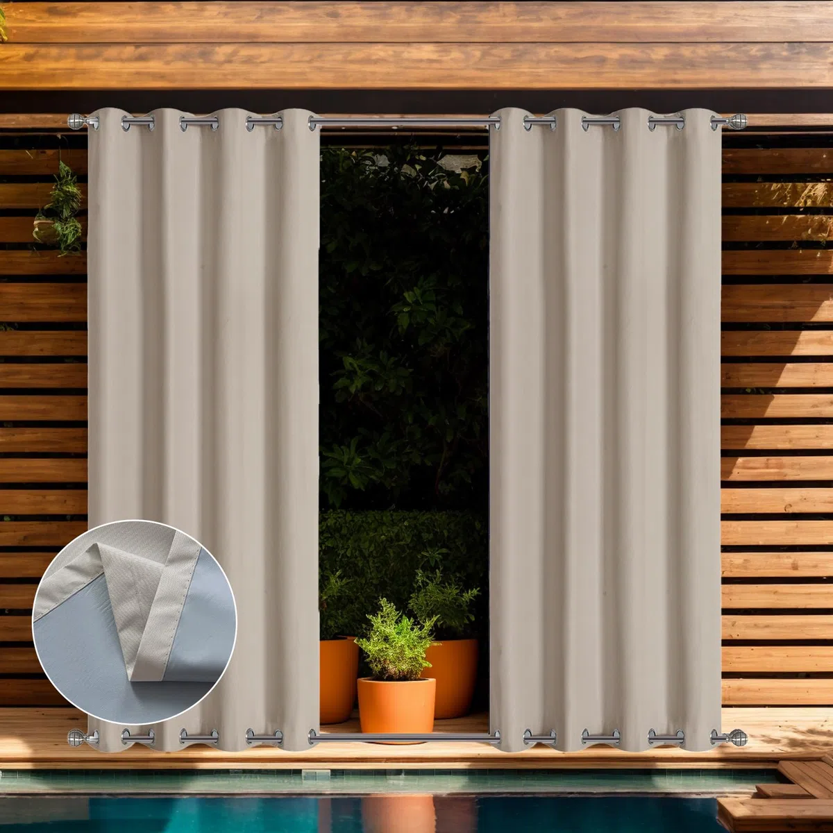 ele ELEOPTION Tenda Impermeabile per Esterni, con Occhielli, Protezione UV, per Portico Anteriore, Pergola Cabana Patio Coperto Gazebo, Dock e Casa in Spiaggia (2 pezzi, 137 X 244cm, Beige)