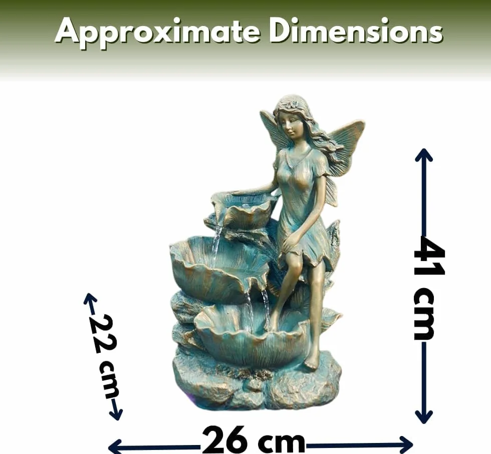 Garden Mile Fontana di acqua solare magica fontana d'acqua fontana d'acqua da giardino solare statua ornamento (foglia fata)