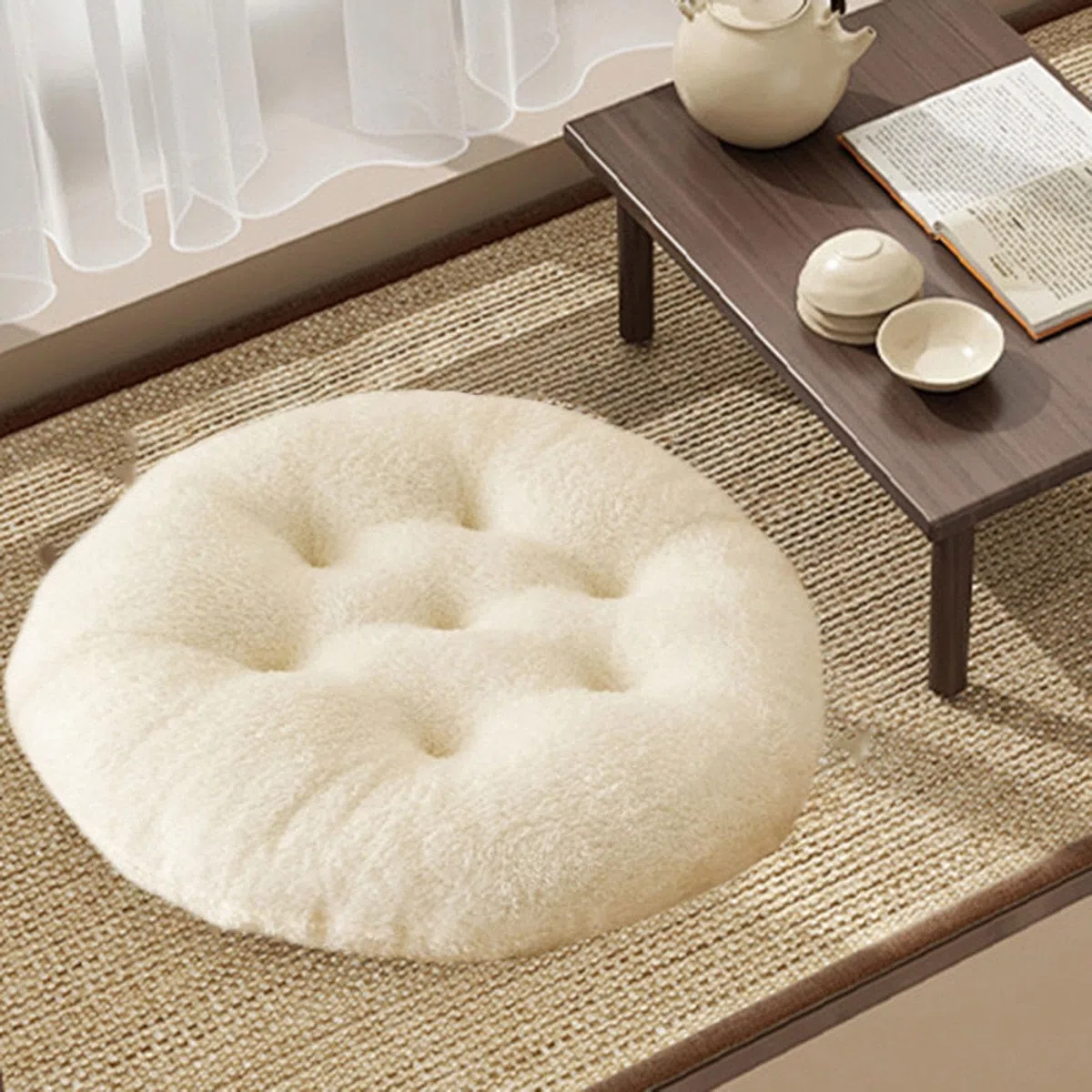 Cuscino per Sedia da Esterno, 60x60 Cm, per Sedia a Dondolo, Lavabile E Rotondo, Bianco