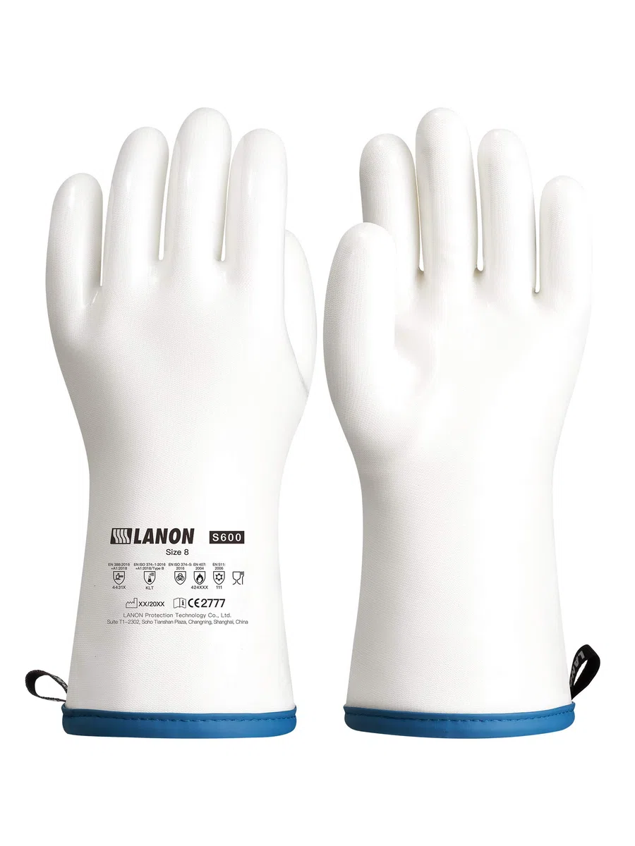 LANON Guanti in Silicone Liquido Resistenti al Calore, Guanti da Forno con Dita, Grado Alimentare, Impermeabile, Bianco, M/8