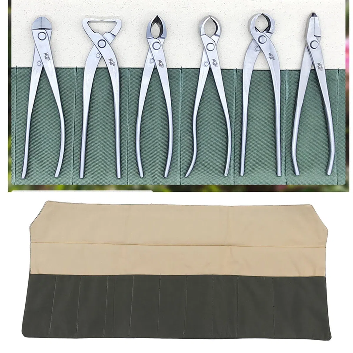 Borsa per Attrezzi Bonsais, 30,0x13,6 Pollici Borsa Attrezzi Bonsai Tascabile da 10 Pezzi, Multifunzione Compatta in Tela Giardinaggio, Verdure Attrezzatura per Riporre Gli Attrezzi Meccanici