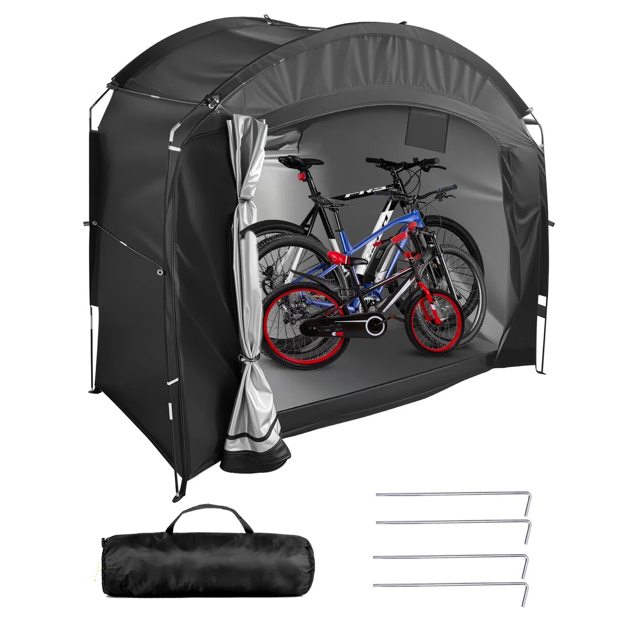 Tenda da bicicletta, impermeabile, portatile, da campeggio, per biciclette, garage, per esterni, per biciclette, moto, attrezzi da giardino, colore nero