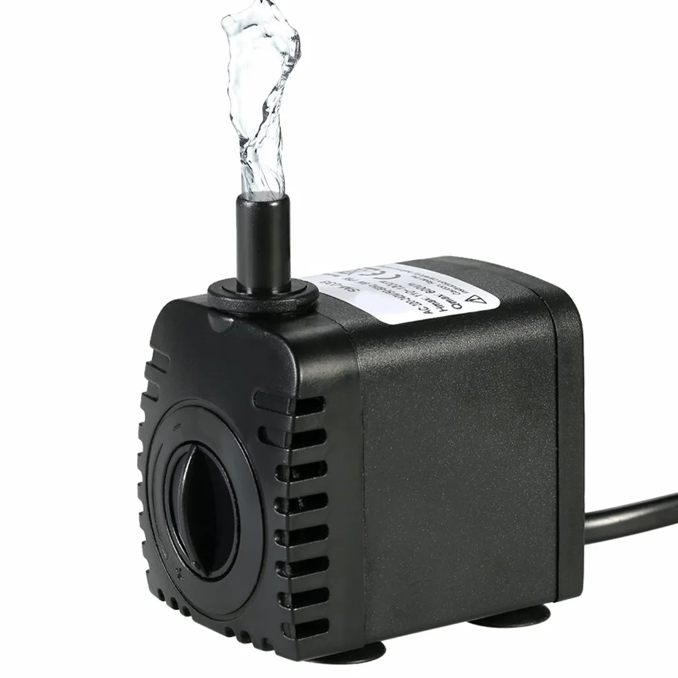 Decdeal Pompa acqua sommergibile, 600 l/h 8 W, pompa acqua acquario ultra silenziosa con 4 piedi di ventose per fontane pesce serbatoio idroponico Systems con 2 ugelli