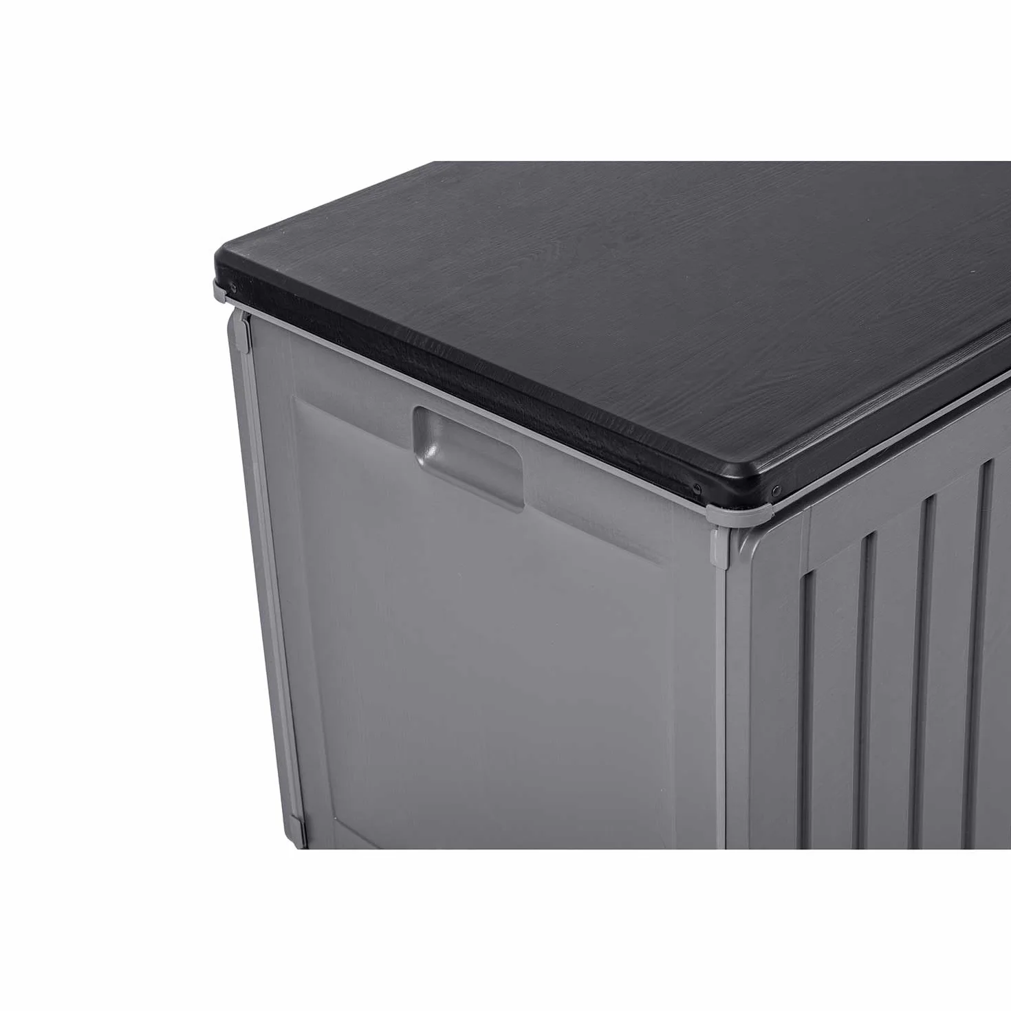 Contenitore da giardino, capacità 270 l, resistente alle intemperie, con coperchio, 109 x 51,5 x 55 cm, colore: grigio