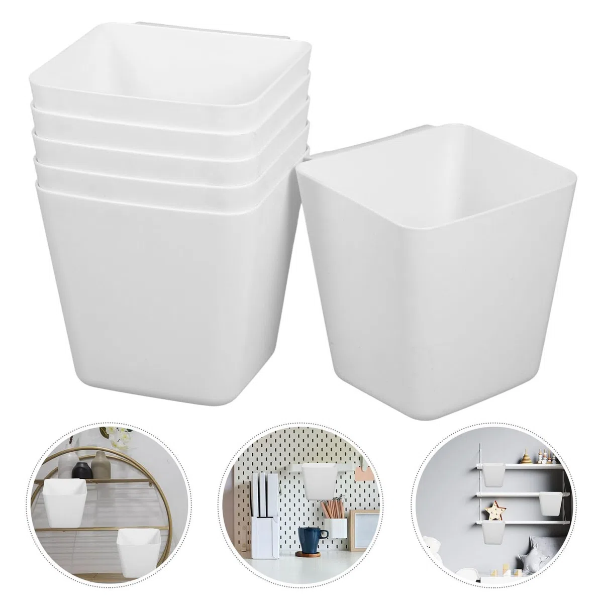 Alipis Set 6 Scatole Portaoggetti e Fondo Piatto da Appendere in ABS Bianco Design Salvaspazio 6 Pezzi per Carrello e Lato del Carrello