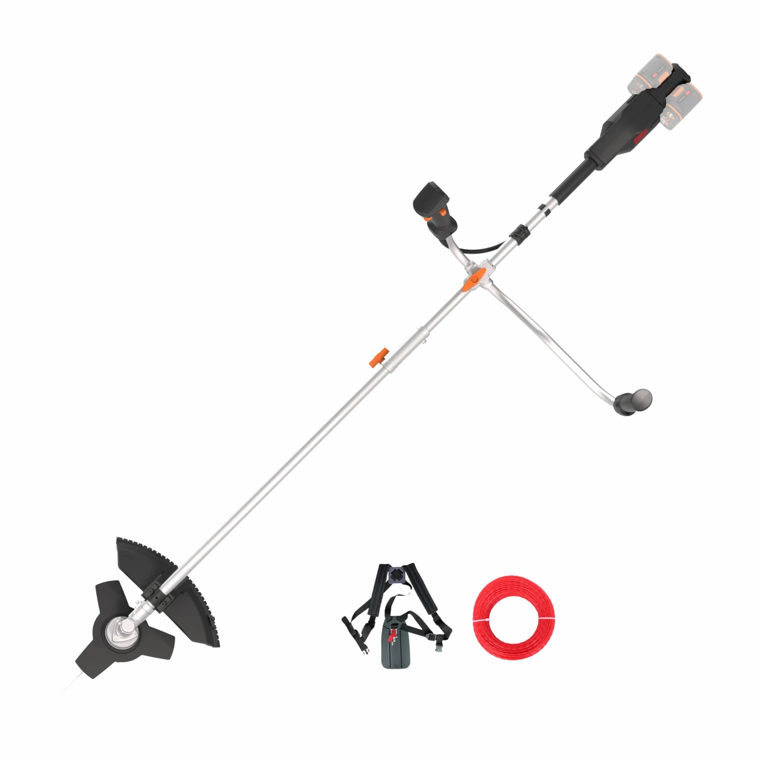 WORX WG084E.9 Decespugliatore a batteria, senza batteria e caricabatt. | Diametro di taglio 38 cm con filo e 25,5 cm con lama, impugnatura a due mani, doppio filo, design leggero e compatto