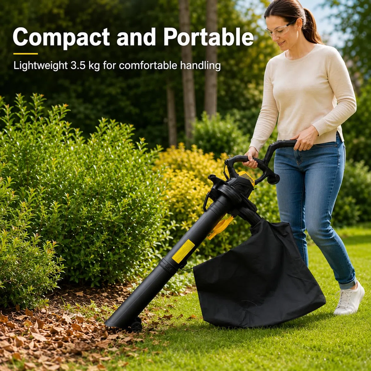 Aspirapolvere e mulcher elettrico del soffiatore della foglia 3800W | Con cavo, sacchetto di raccolta da 40 l, rapporto di triturazione 16:1, aspirapolvere da giardino