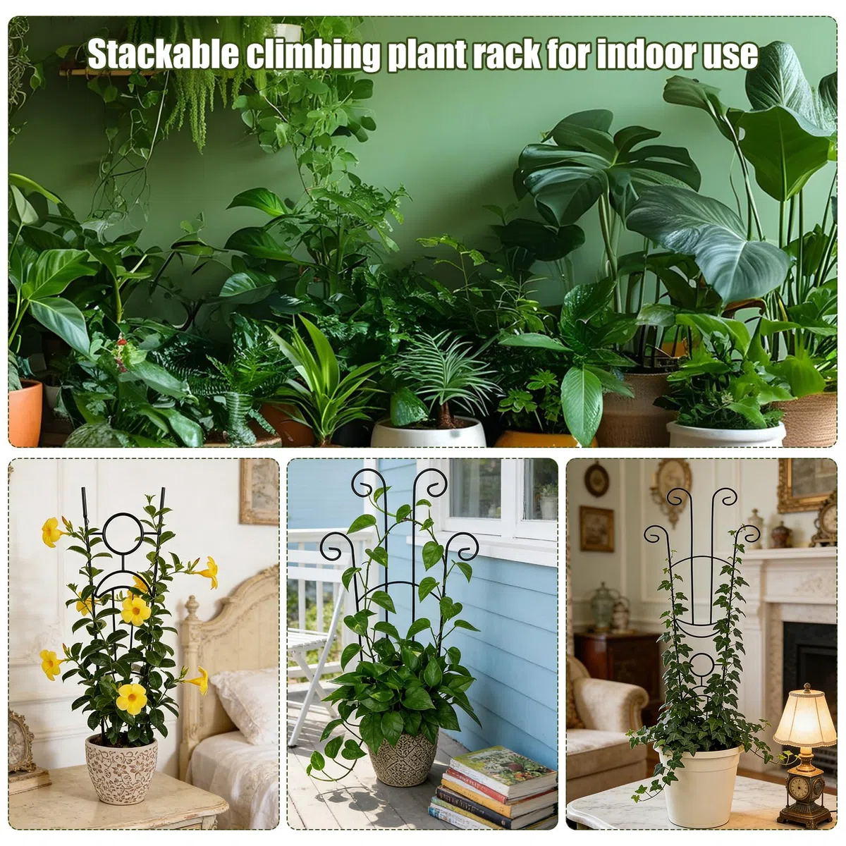 Traliccio da giardino per piante rampicanti, 2 tralicci in metallo per piante in vaso per interni ed esterni, pali di supporto espandibili e robusti per piante rampicanti Monstera Ivy Pothos