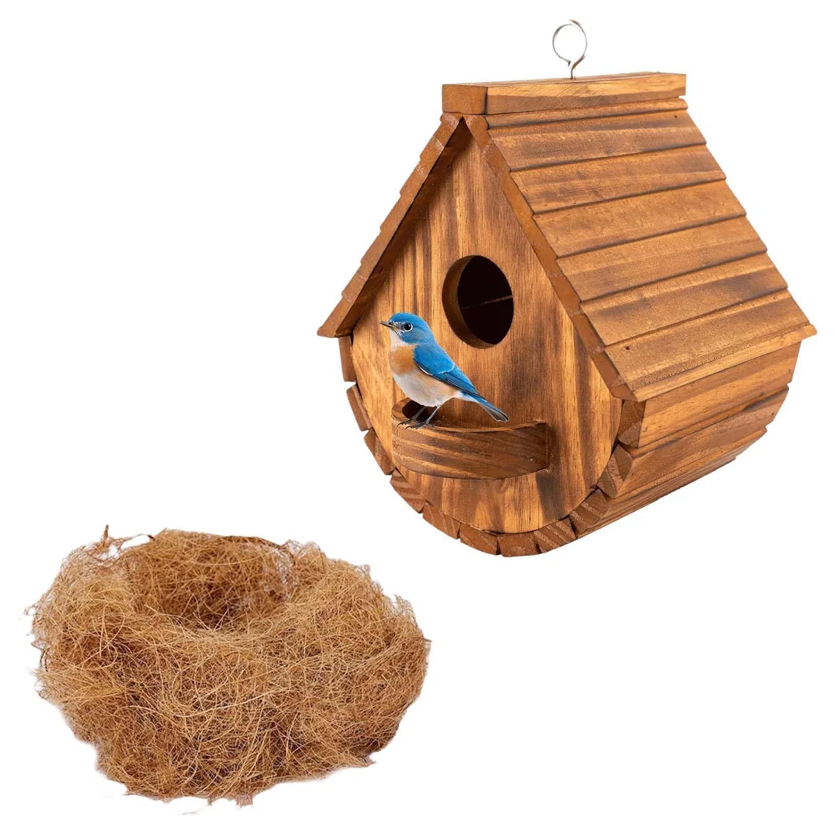 Nido per Uccelli, Casetta per uccelli sospesa, Casetta Uccellini, Casetta per Uccelli in Legno, Nido per Uccelli da appendere, design resistente alle intemperie, adatto per giardini e balconi