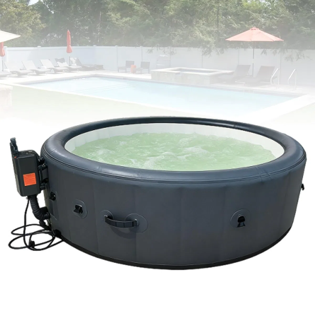 Vasca idromassaggio gonfiabile con copertura termica, gonfiaggio con un clic per massaggio lenitivo e relax in giardino