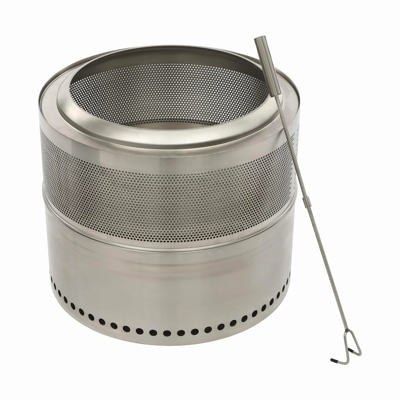 Braciere pieghevole senza fumo, con gancio e borsa da 63 cm, 50 x 40 cm, doppie pareti in acciaio inox, per campeggio, feste in giardino, falò