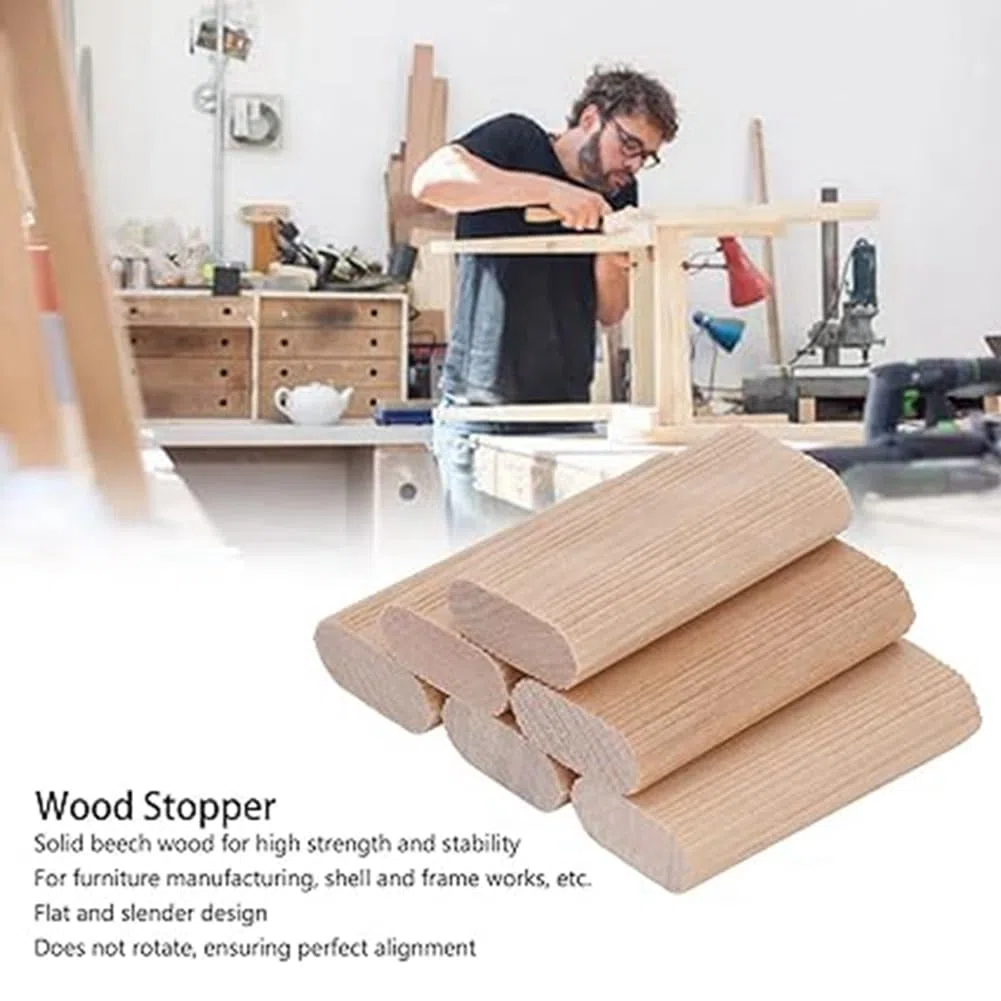 100 Pezzi di Connettori per Tasselli In Legno Domino da 8 Mm, Tappi In Legno di Faggio, Connettori di Giunzione per Mobili per la Lavorazione del Legno Facile da Installare Facile da Usare