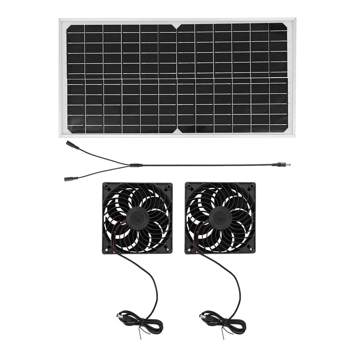 SIXRUN Kit Doppia Ventola di Scarico Solare Efficiente Pannello Solare da 16 W con Design Resistente Alle Intemperie per Soffitta per Pollaio in Serra