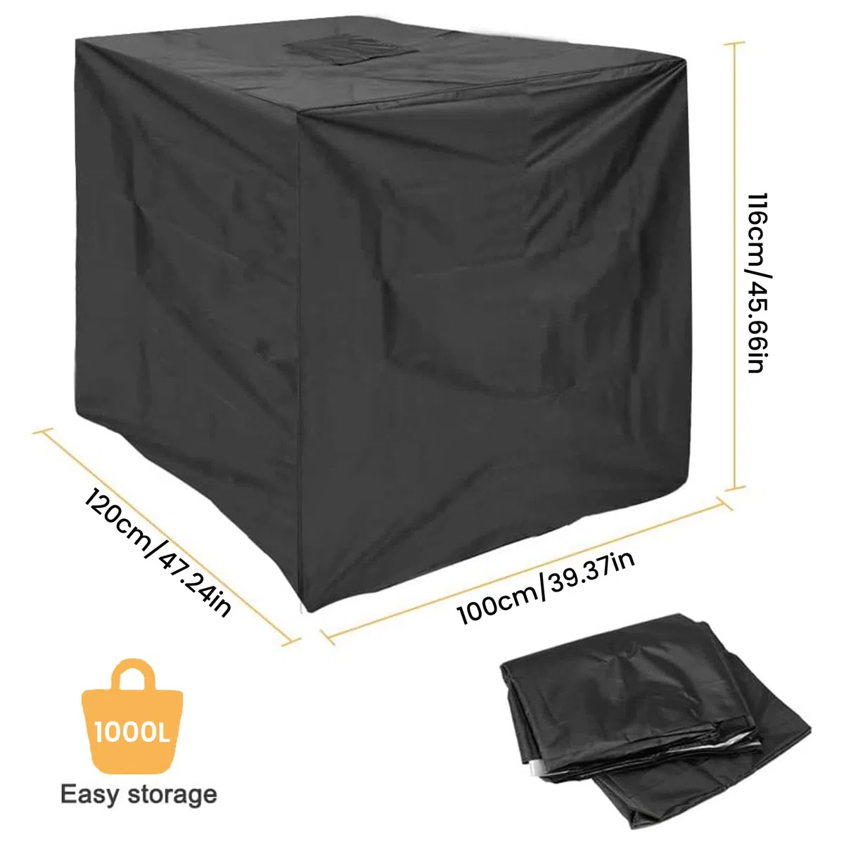 Copertura per Serbatoio IBC 1000L, Telo Protettivo UV Oxford 210D Impermeabile e Antipolvere per Serbatoio Acqua piovana, antistrappo, 120x100x116cm, Copri Contenitore Esterno