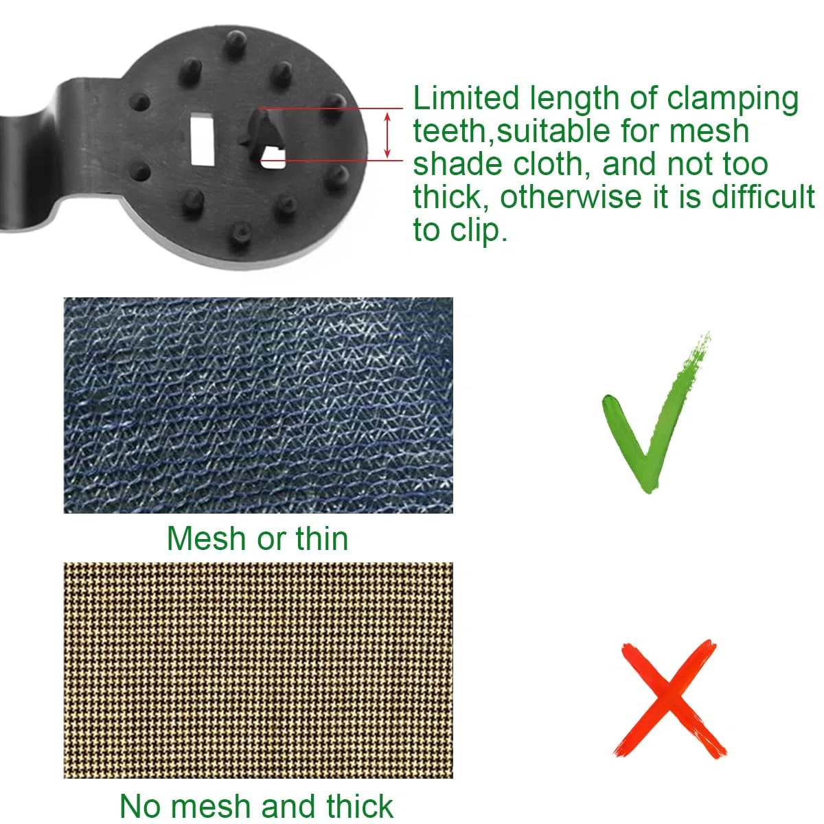 100 Clip per Tende da Sole, in plastica, Rotonde, Nere, con Impugnatura Resistente per Parasole, Tessuto ombreggiante per Giardinaggio, Rete Anti Uccelli, Morsetto Antivento per Tenda