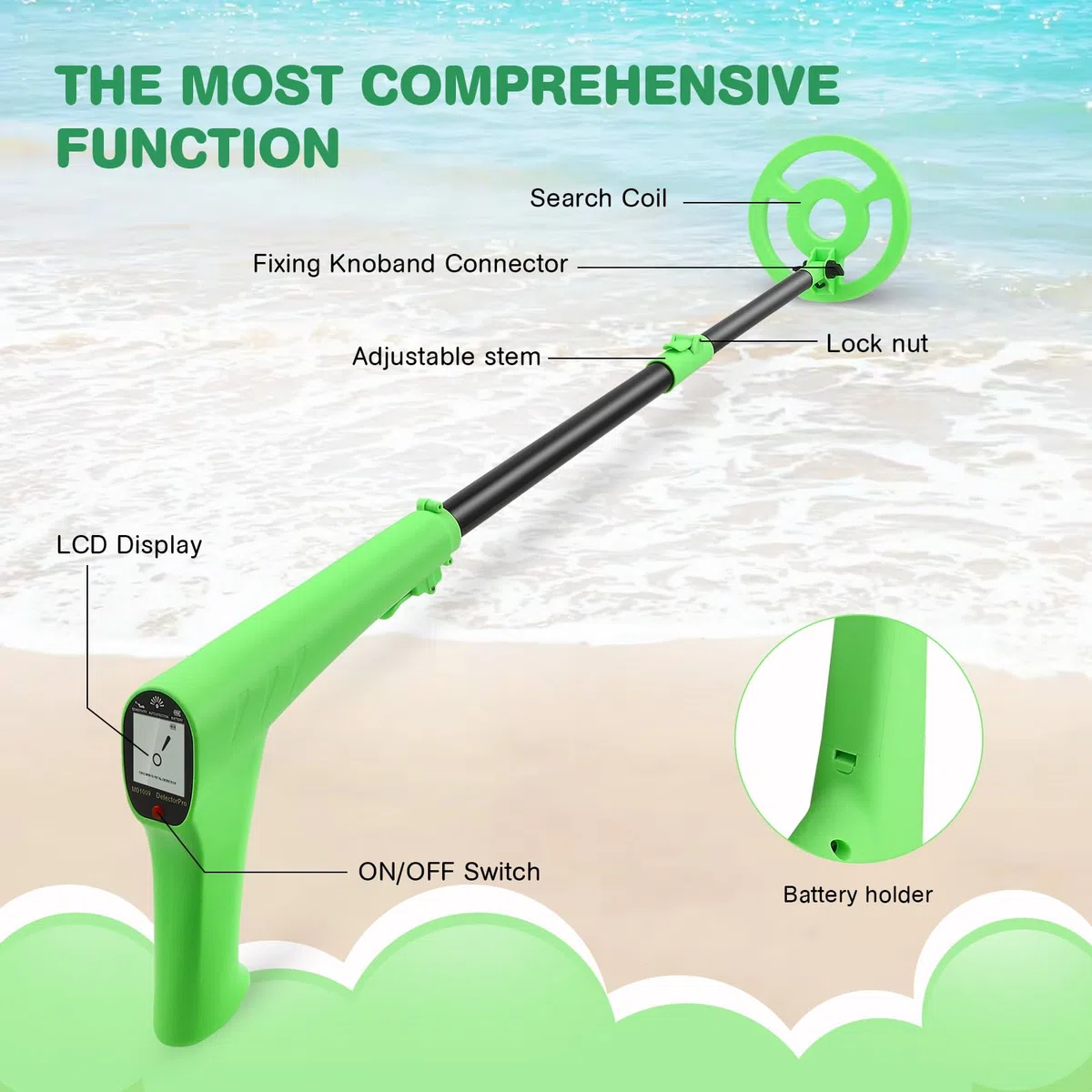 Metal Detector Per Bambini, Alta Precisione, Con Display LCD, Impermeabile, Leggero Con Asta Regolabile, Metal Detector Per Oro Per Esplorazioni All’Aperto