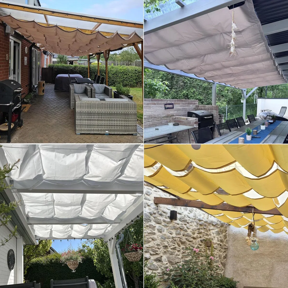 Vela Ombreggianti Onda Retrattile 0.7x3M Tenda da Sole per Esterno Vele Ombreggiante Impermeabile Telo Parasole con Occhiellato Protezione UV Tenda Vela per Giardino Balcone Terrazza Crema
