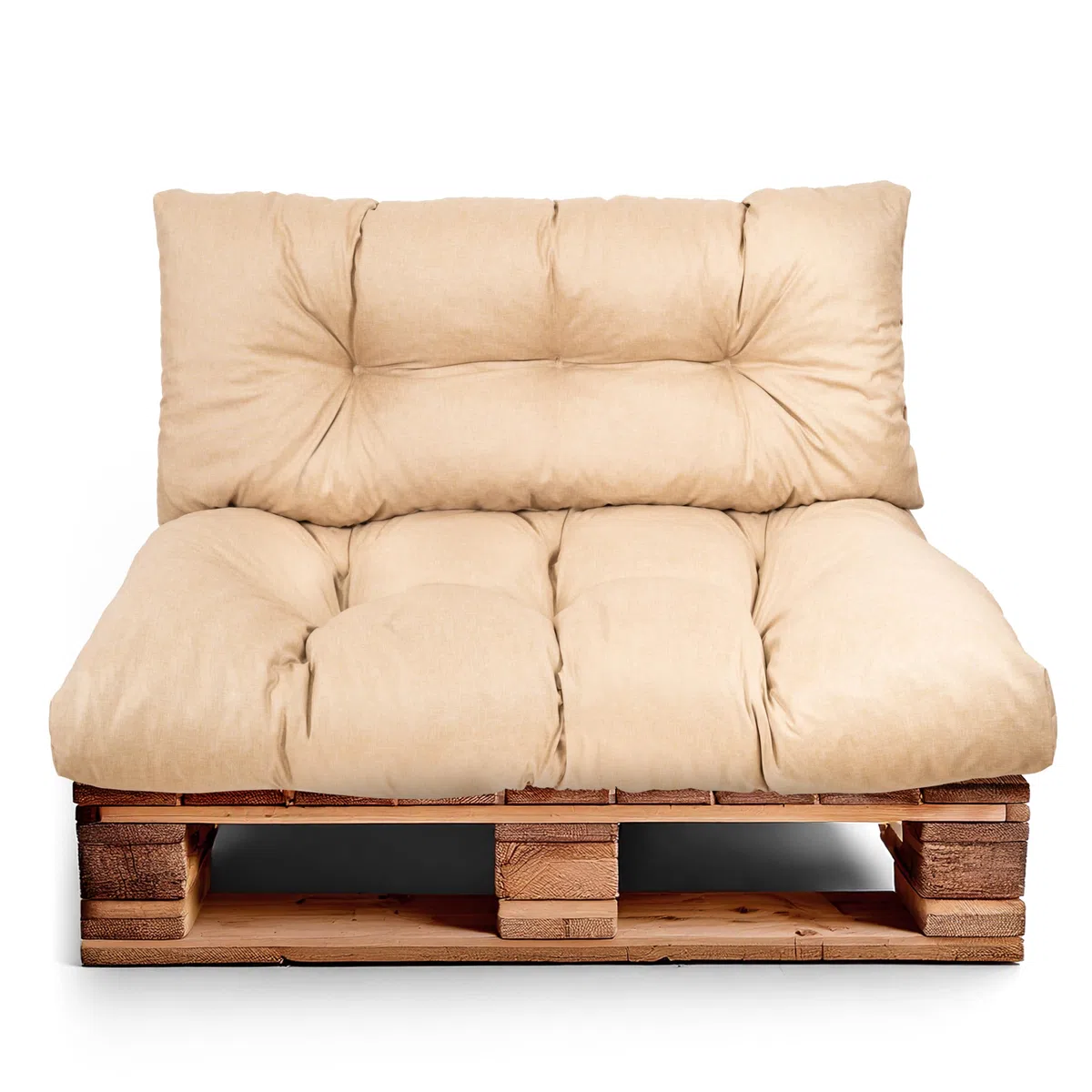 Set di Cuscini per Pallet – Cuscino D’assise per Pallet Europei – Imbottitura con Schiuma Granulare Poulirette – Include Cuscino D’assise 120x80cm + Schienale 120x40cm