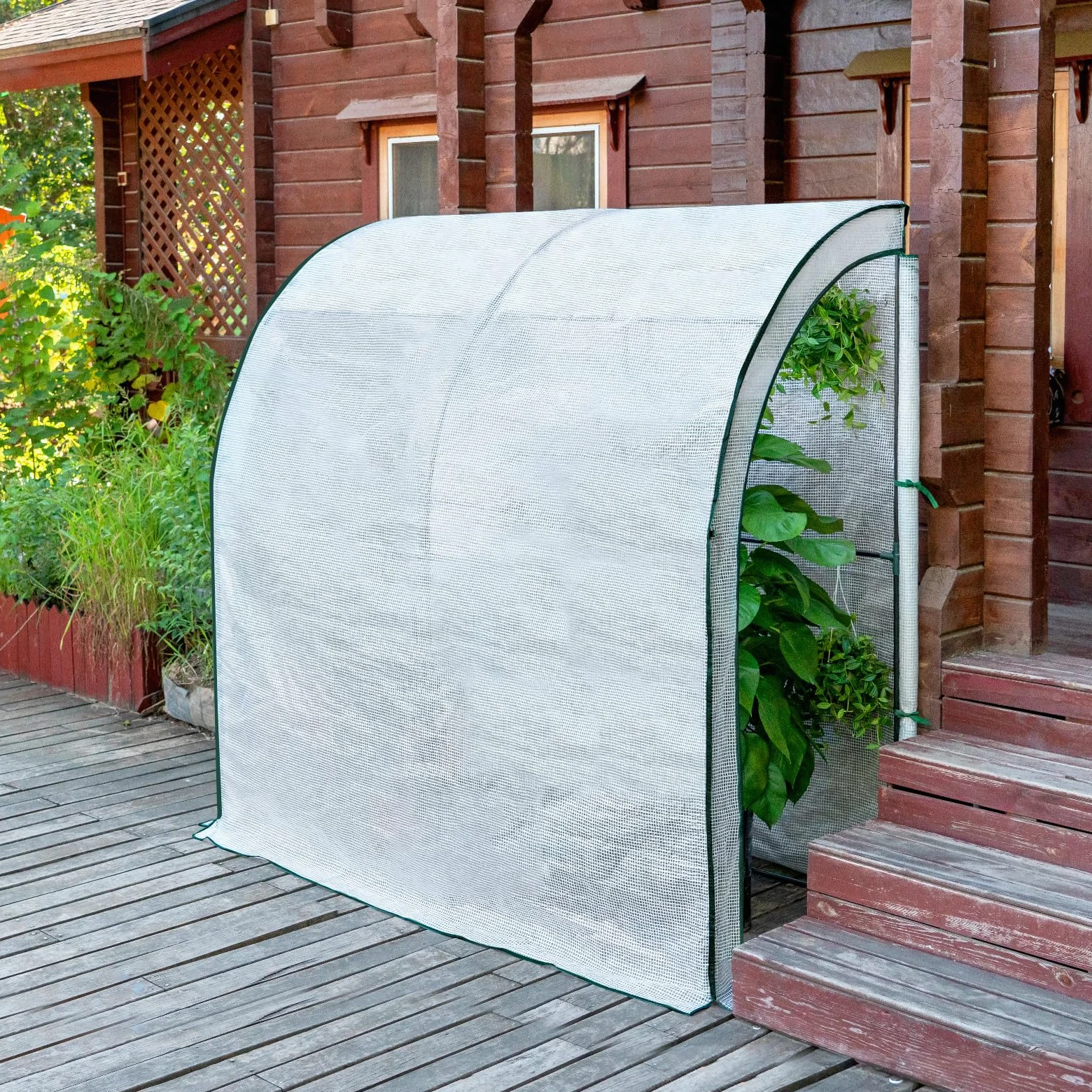 WOLTU Serra da Giardino, Serra per Orto con 2 Porte Avvolgibili, Copertura per Piante con Telo PE a Rete 140 g/m2 e Telaio Metallico, Bianco, 200x100x210cm