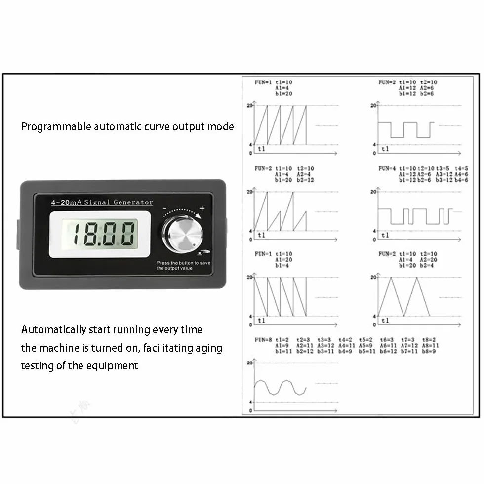 Jadeshay Generatore di Segnale,4-20mA Generatore di Segnali Current Loop Regolabile Test del Trasduttore a Due Fili Ad Alta Precisione 15V-30V Calibratore Sorgente Segnale Analogico Digitale