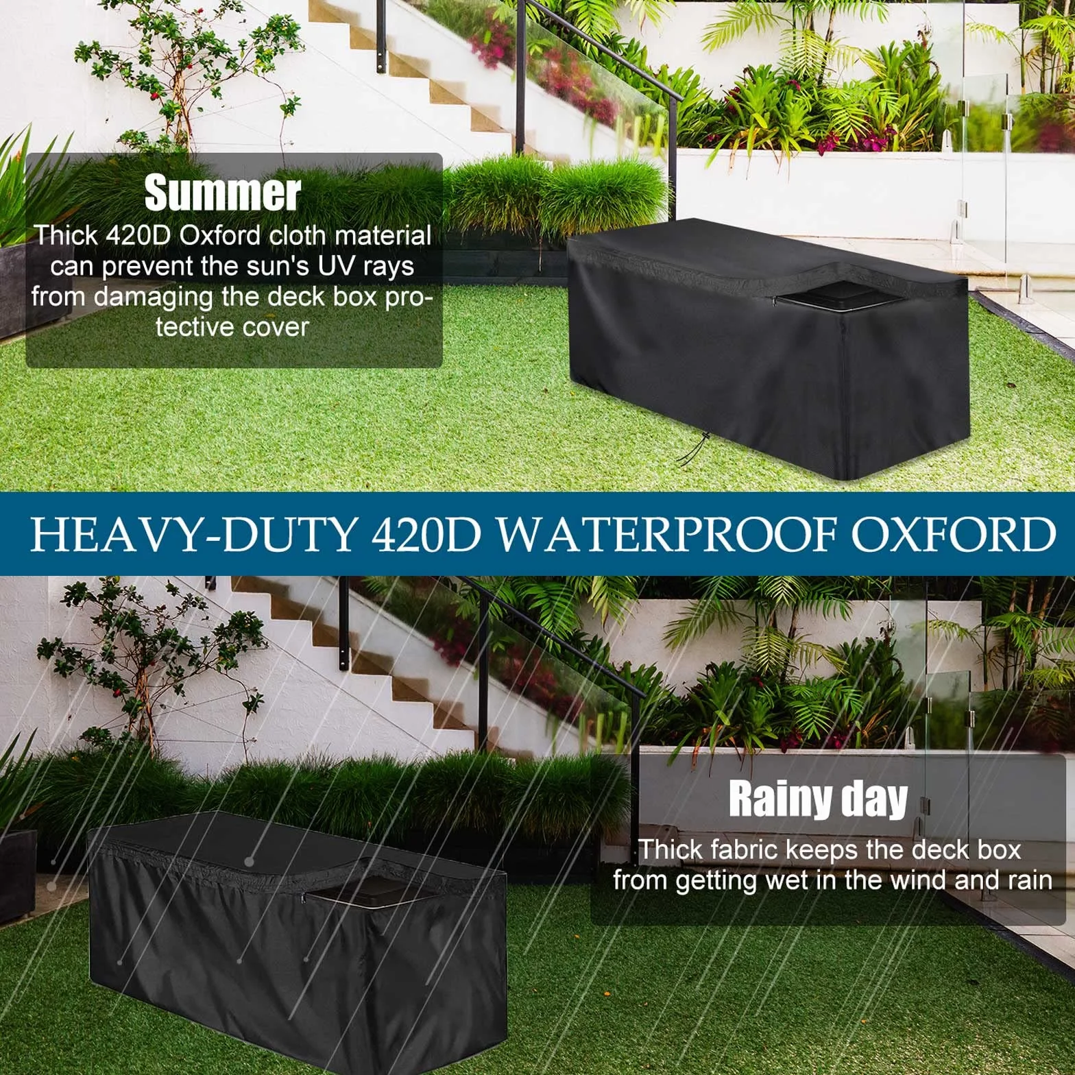 Copertura per scatole di immagazzinaggio, rivestimento protettivo Rip-Stop 420D Oxford Cloth, 123 x 55 x 62 cm