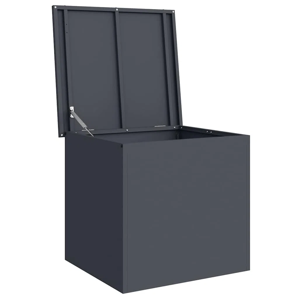 Contenitore per cuscini da giardino in acciaio, 55 x 50,5 x 50 cm, antracite, coperchio sollevatore a gas per sistema di organizzazione, spazio per esterni, per terrazza e giardino