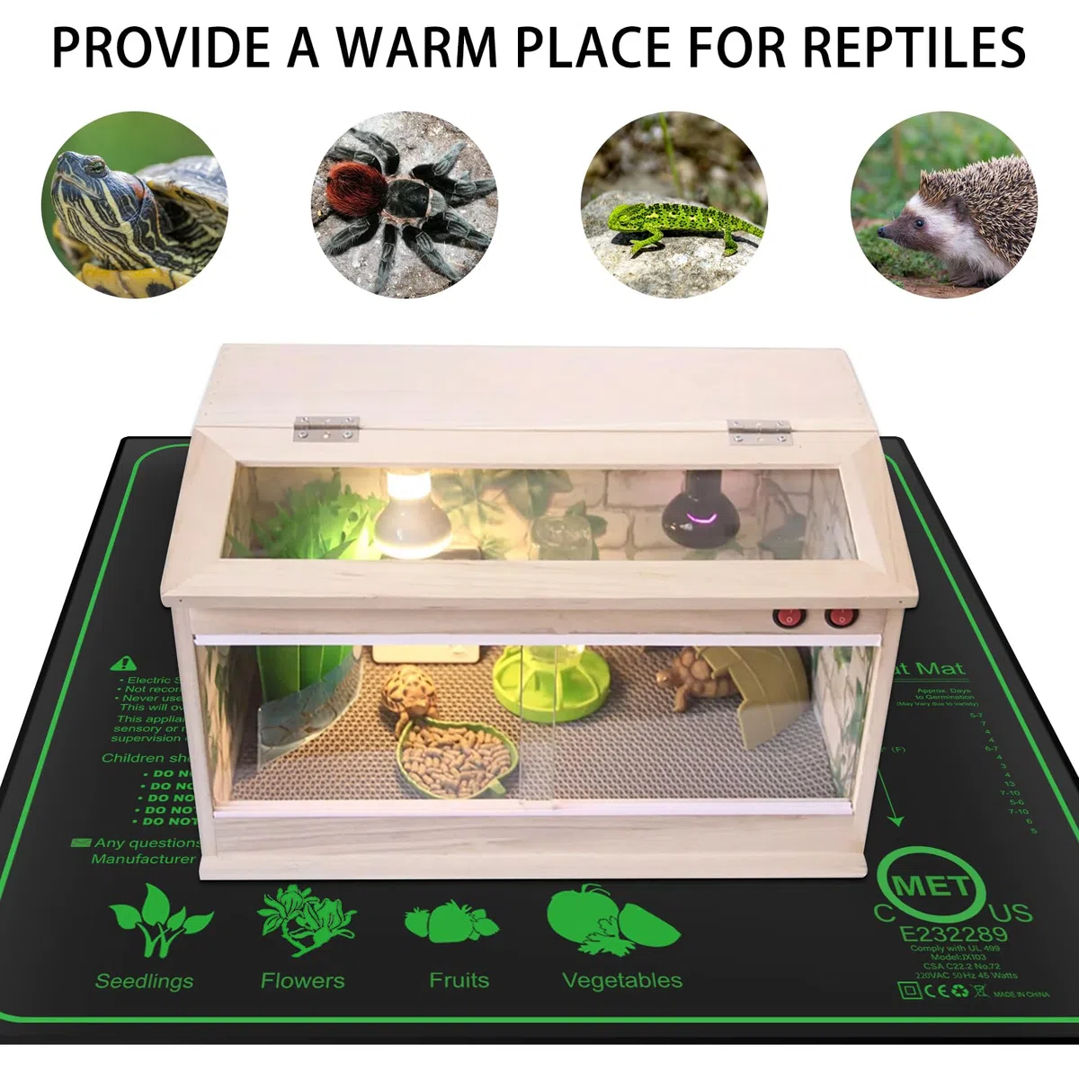 Tappeto Riscaldante Per Piante Tappeto Riscaldante Impermeabile Per terrario Riscaldamento Rapido,Sicuro E Durevole Per Piantine,Animali Domestici E Rettili 20 * 20,5 Pollici 45W