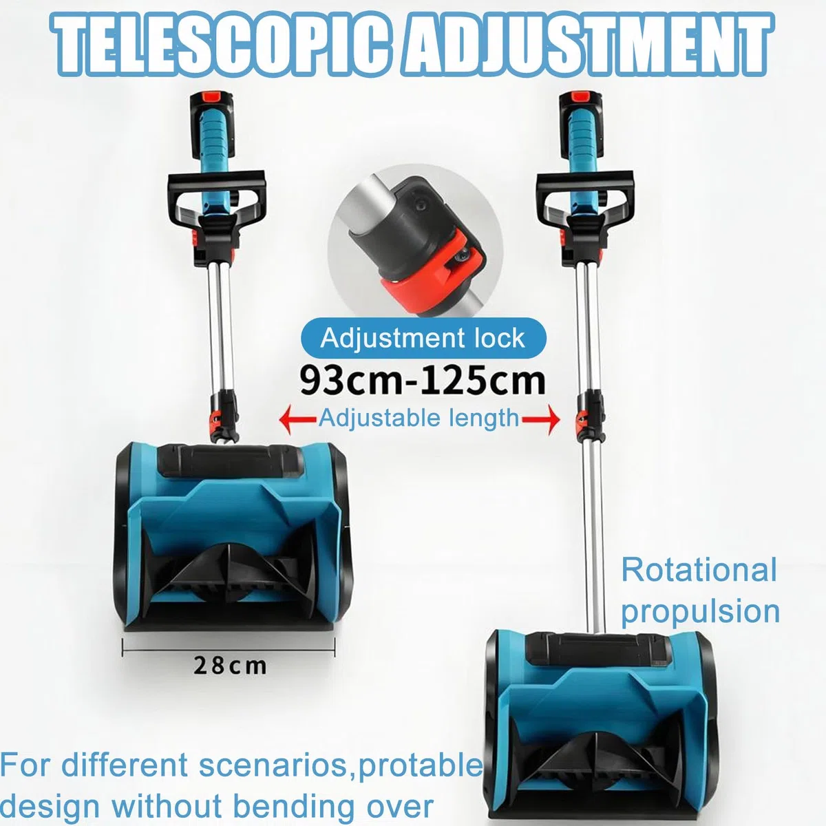 Pala da Neve Elettrica Portatile-Spazzaneve Senza Fili,Motore Brushless da 600 W + 30 Minuti di Durata della Batteria,Larghezza di Pulizia di 25,4 Cm E profondità di 16 Cm 1battery