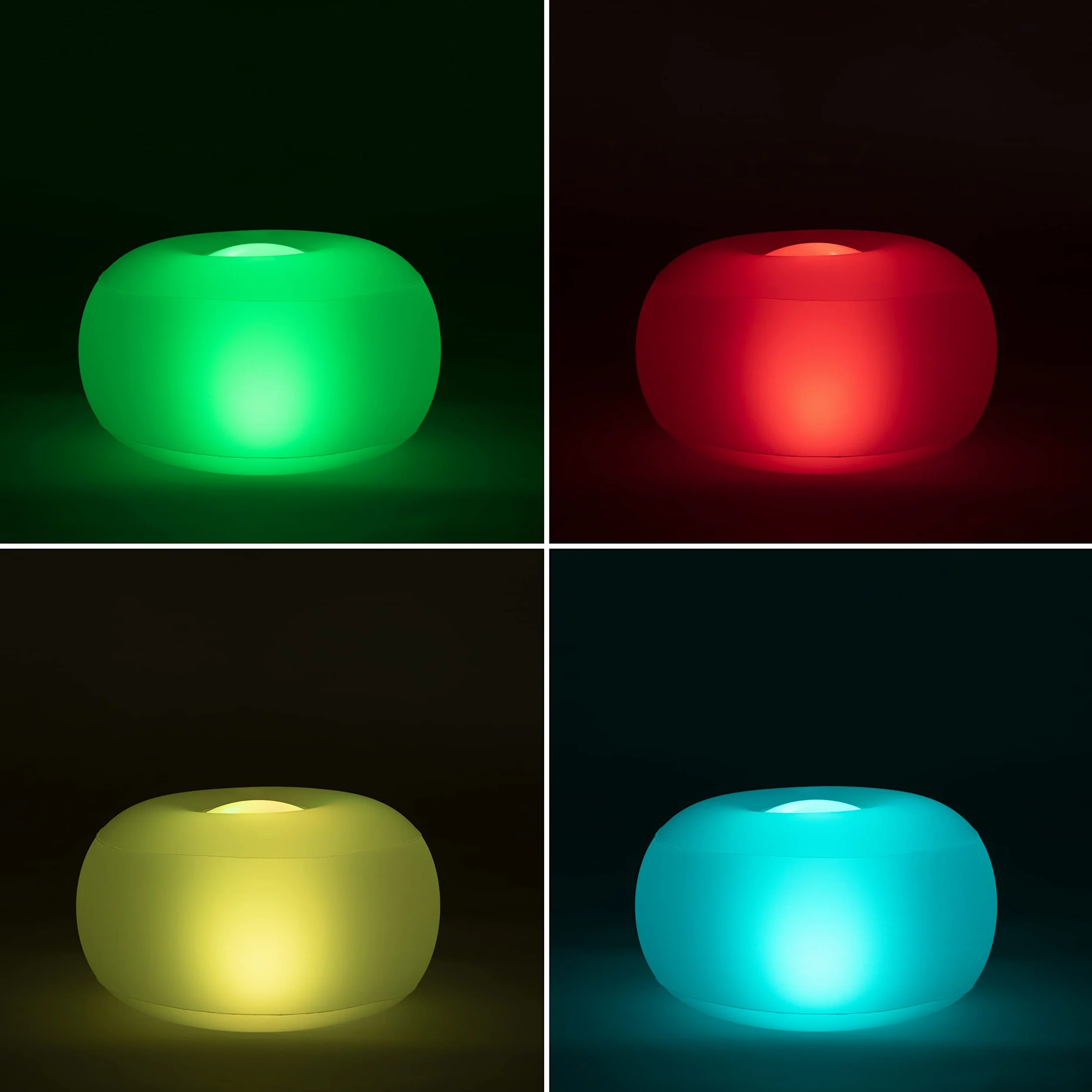 InnovaGoods - Pouf Gonfiabile LED Multicolor, Telecomando Pulight, Resistente all'Acqua, Leggero e Portatile, Ideale per Interno e Giardino, Bianco, Unica, Plastica