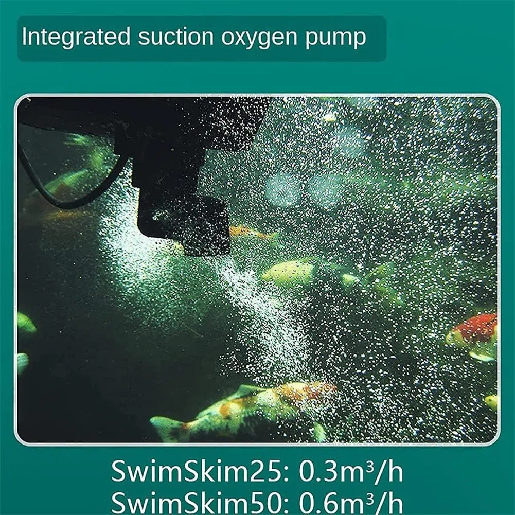 Potente skimmer galleggiante per laghetto con cavo di alimentazione da 10 m, per giardino, stagno, piscina, uso esterno, pompa efficiente da 70 W per acqua pulita in stagni e laghi