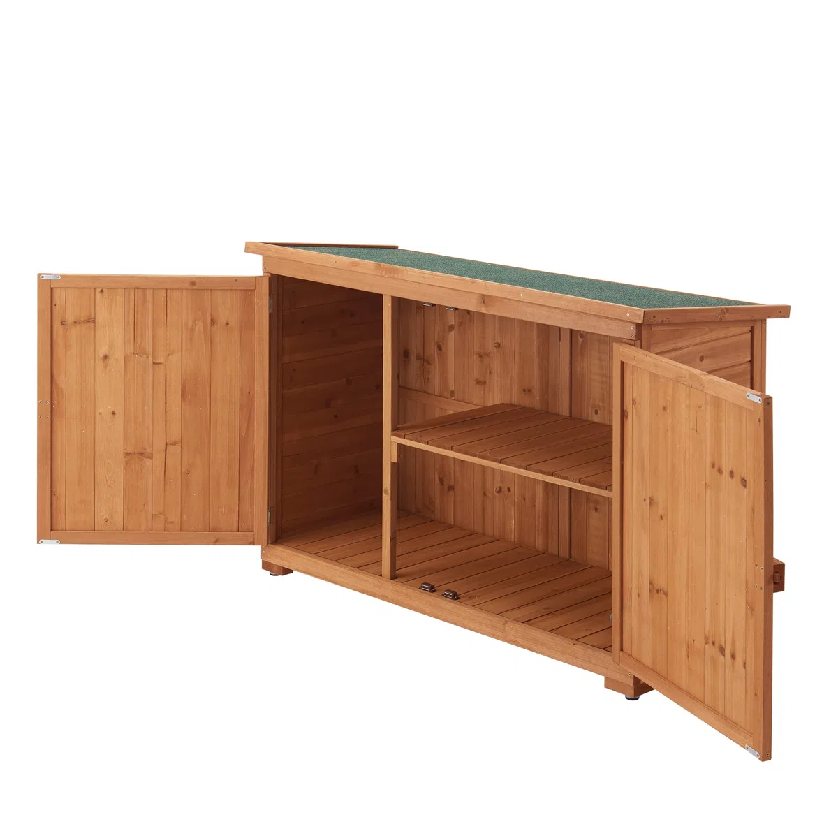 [en.casa] Armadio da Giardino (AxLAxP) 88 x 128 x 50 cm Mobile da Esterno per Immagazzinaggio con 2 Ante - Struttura in Legno - Tettuccio Antipioggia